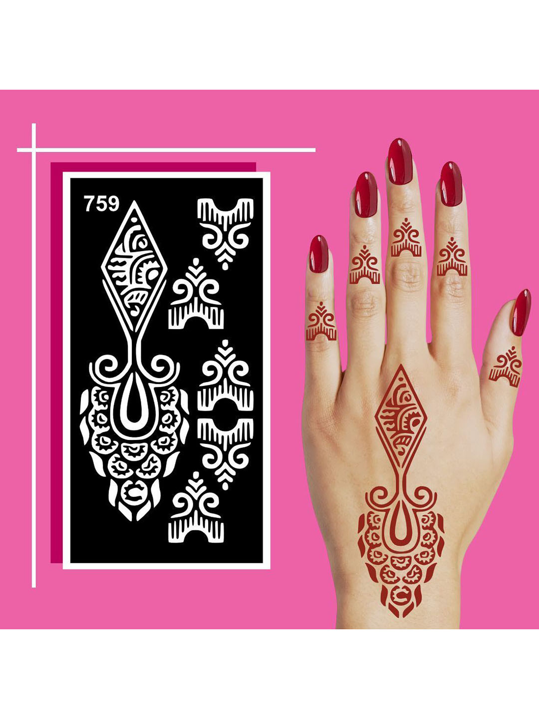 VOORKOMS Creative Mehndi Stencil Design Templates with Hand Drawn Style