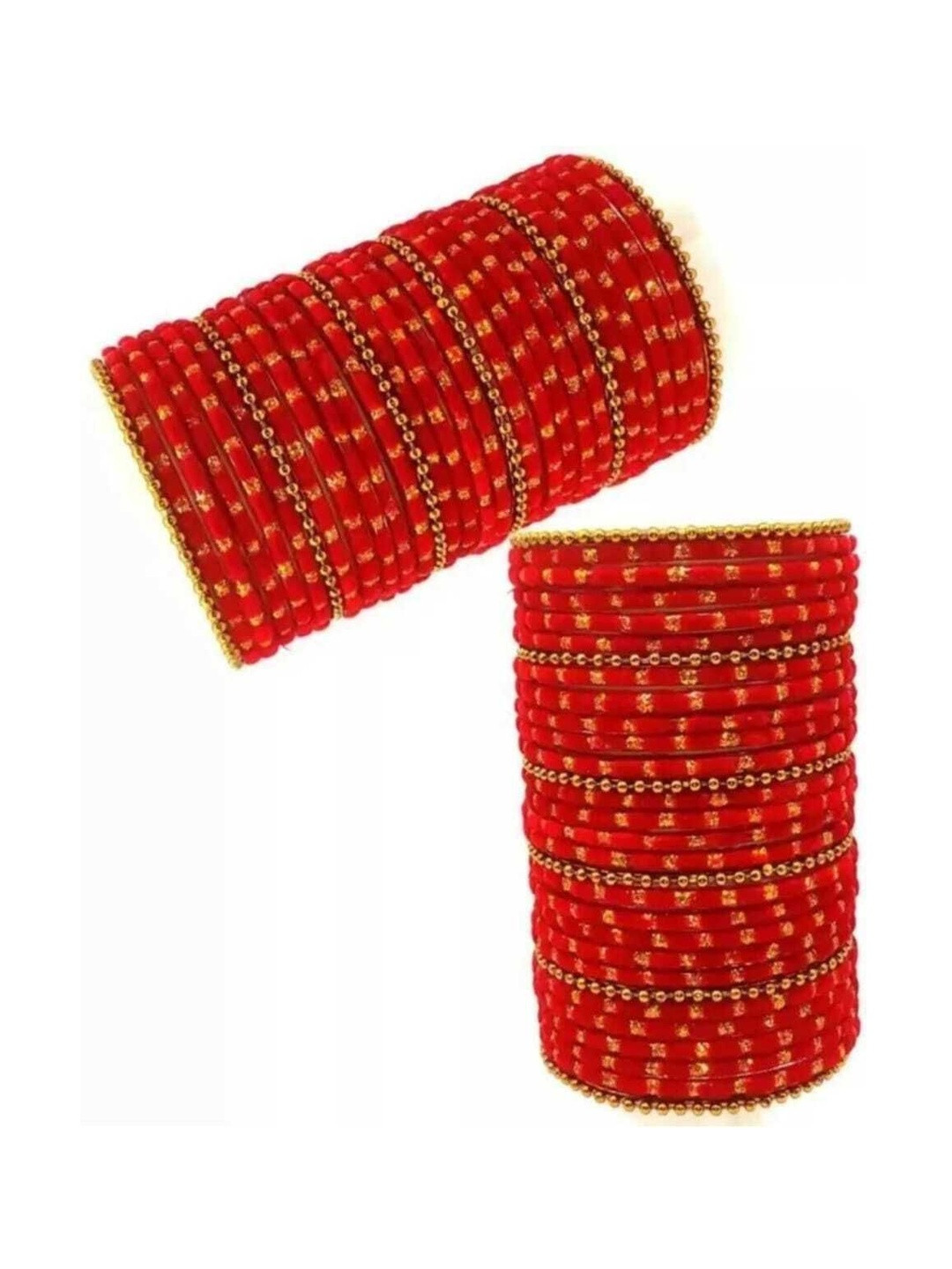 Adiba Fashion Factory Set Of 40 Red Glass Artificial Stones Bangle