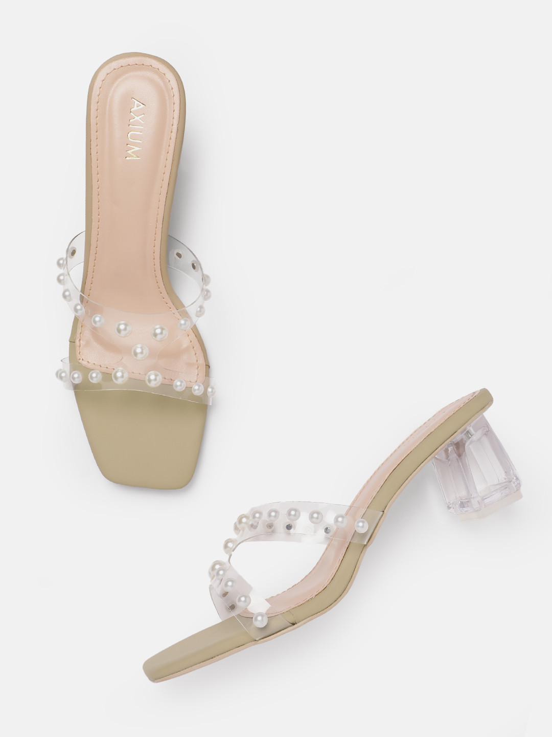 AXIUM Beaded Block Heeled Sandals