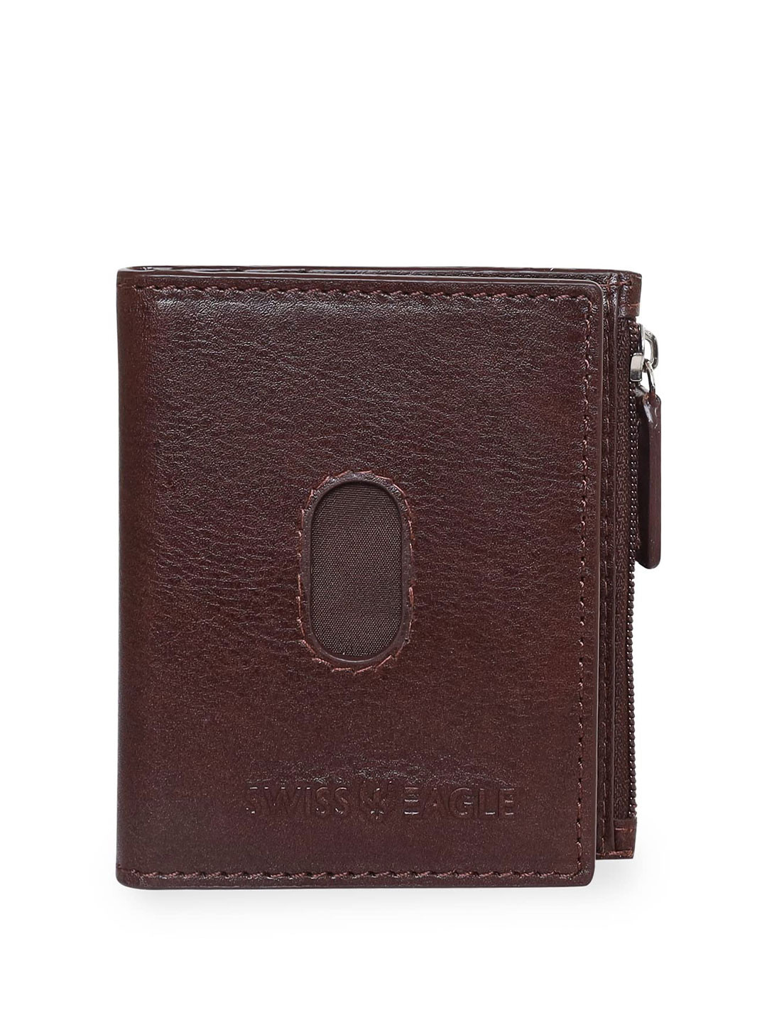 Swiss Eagle Men Animal Textured Cut Work Leather Two Fold Wallet
