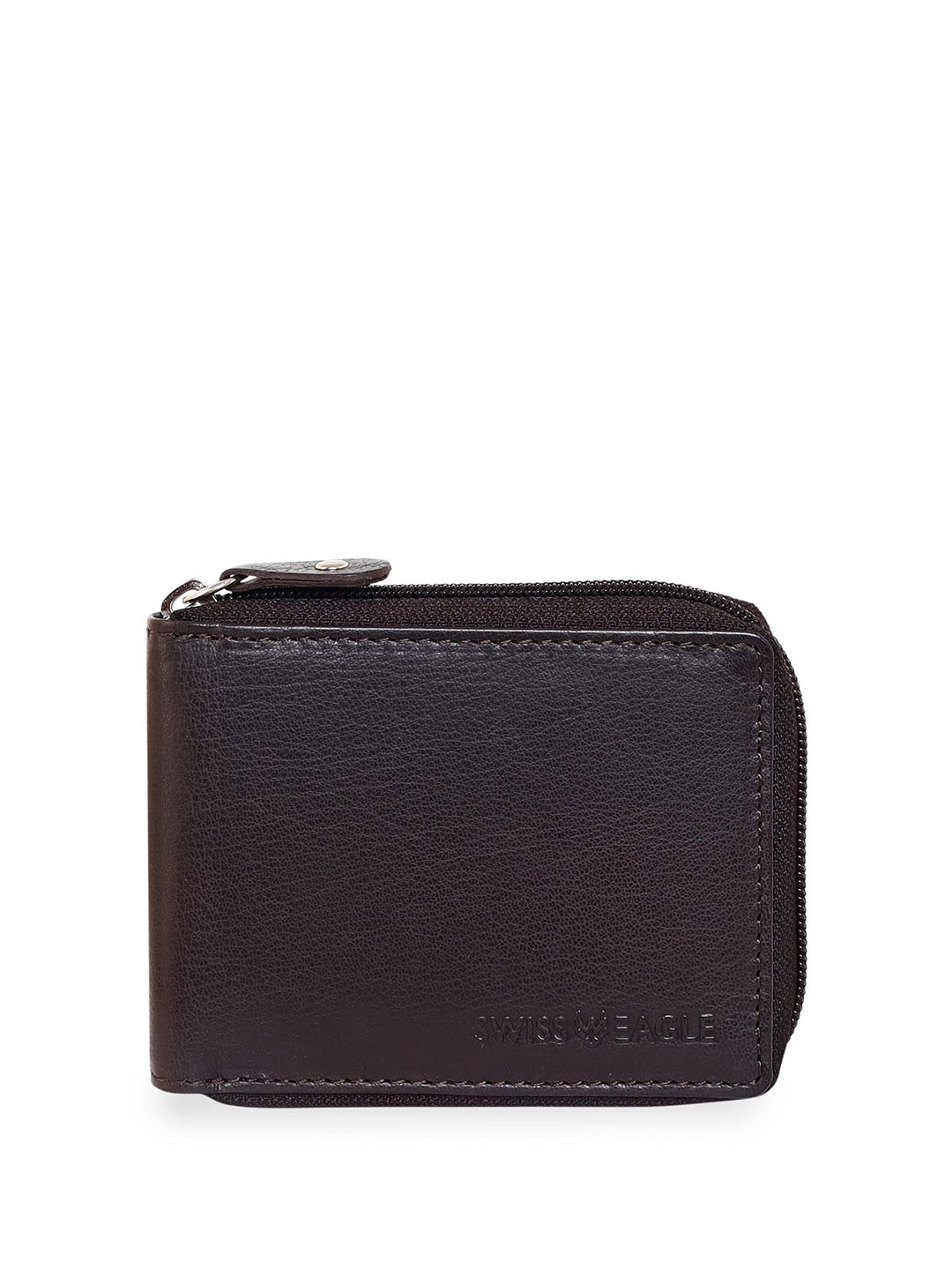Swiss Eagle Men Leather Zip Around Wallet