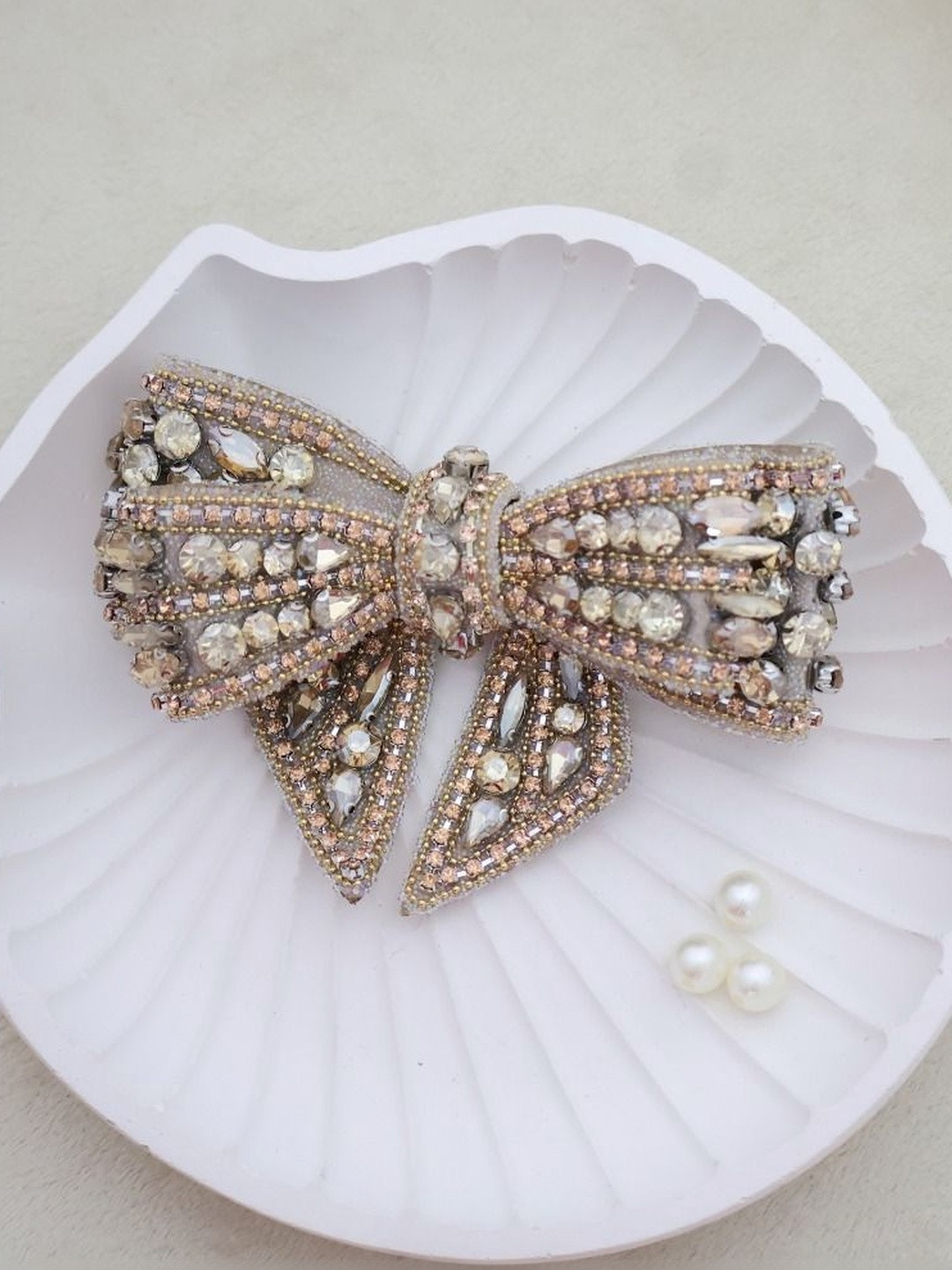 SIVA BY ANIKA Girls Embellished Bow Design Crystal Stone Studded Alligator Hair Clip