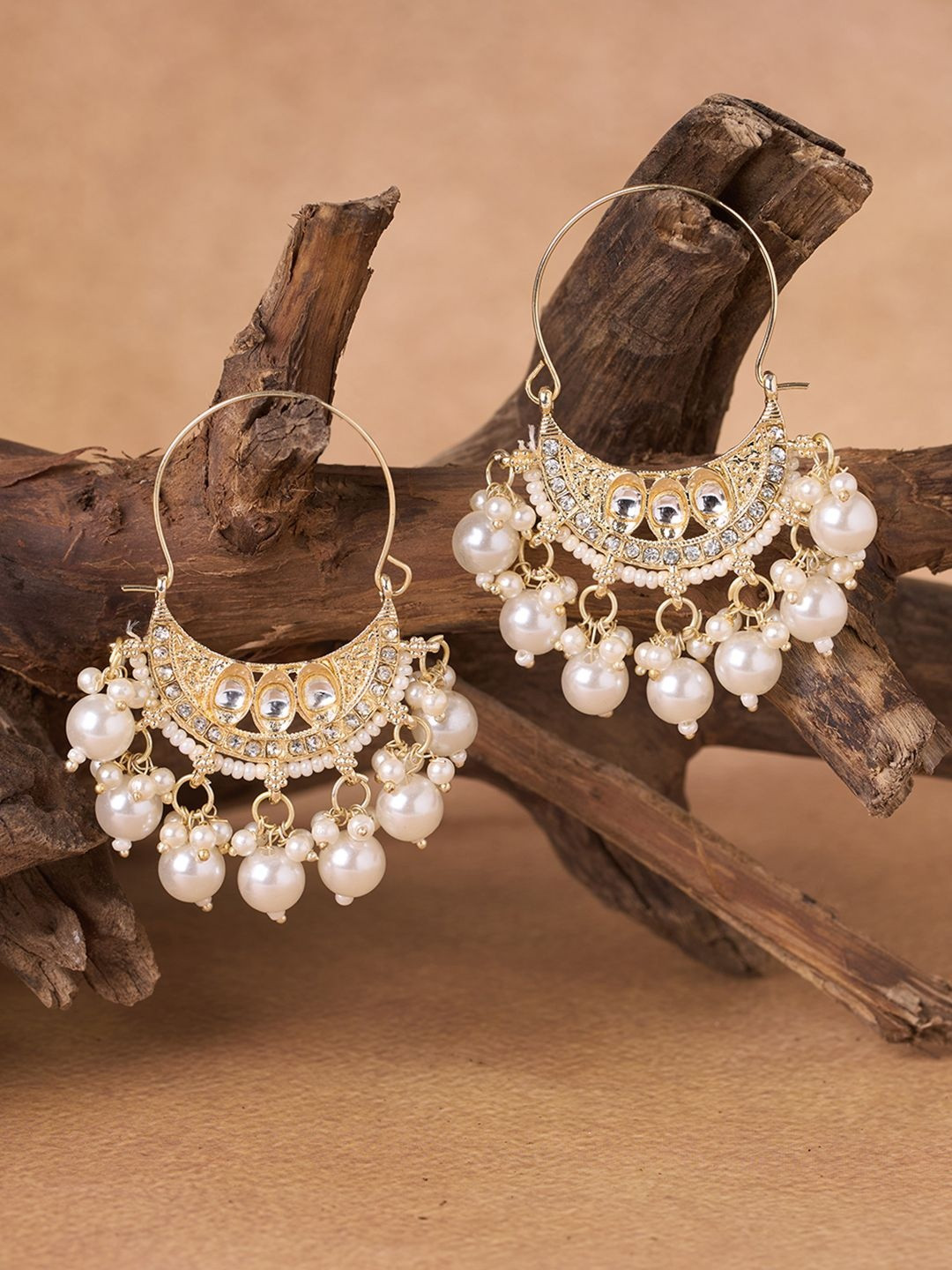 Forever Glam by Pantaloons Crescent Shaped Hoop Earrings