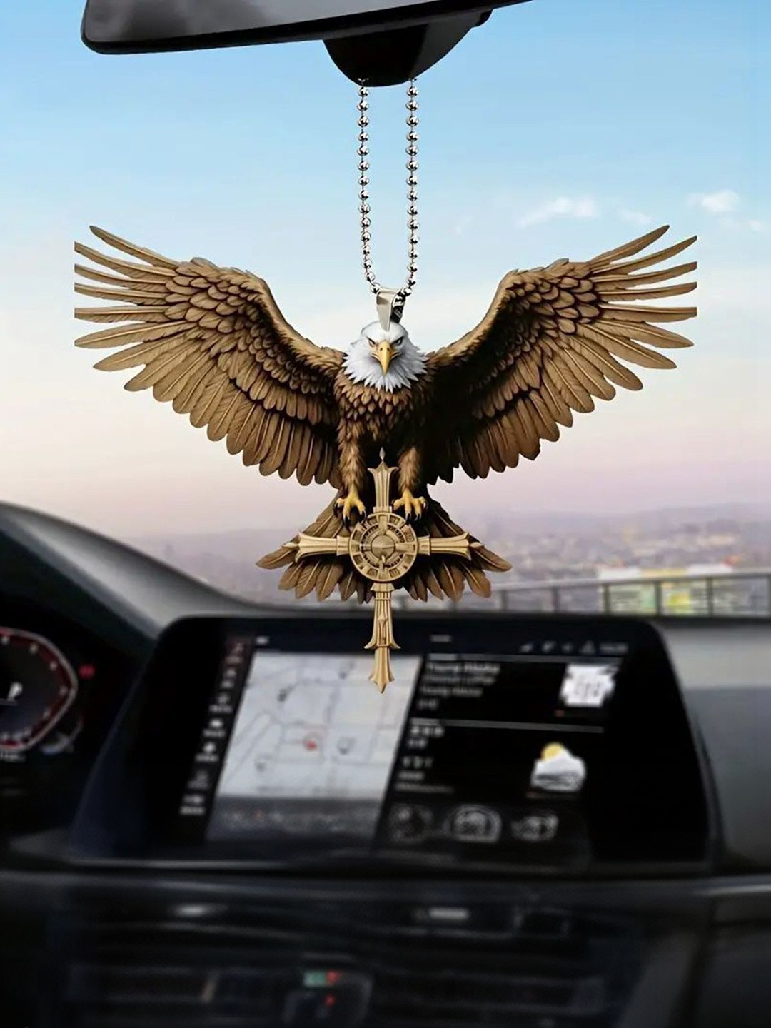 Spiaty 2D Striking Eagle Design Miniature Car Hanging Ornament