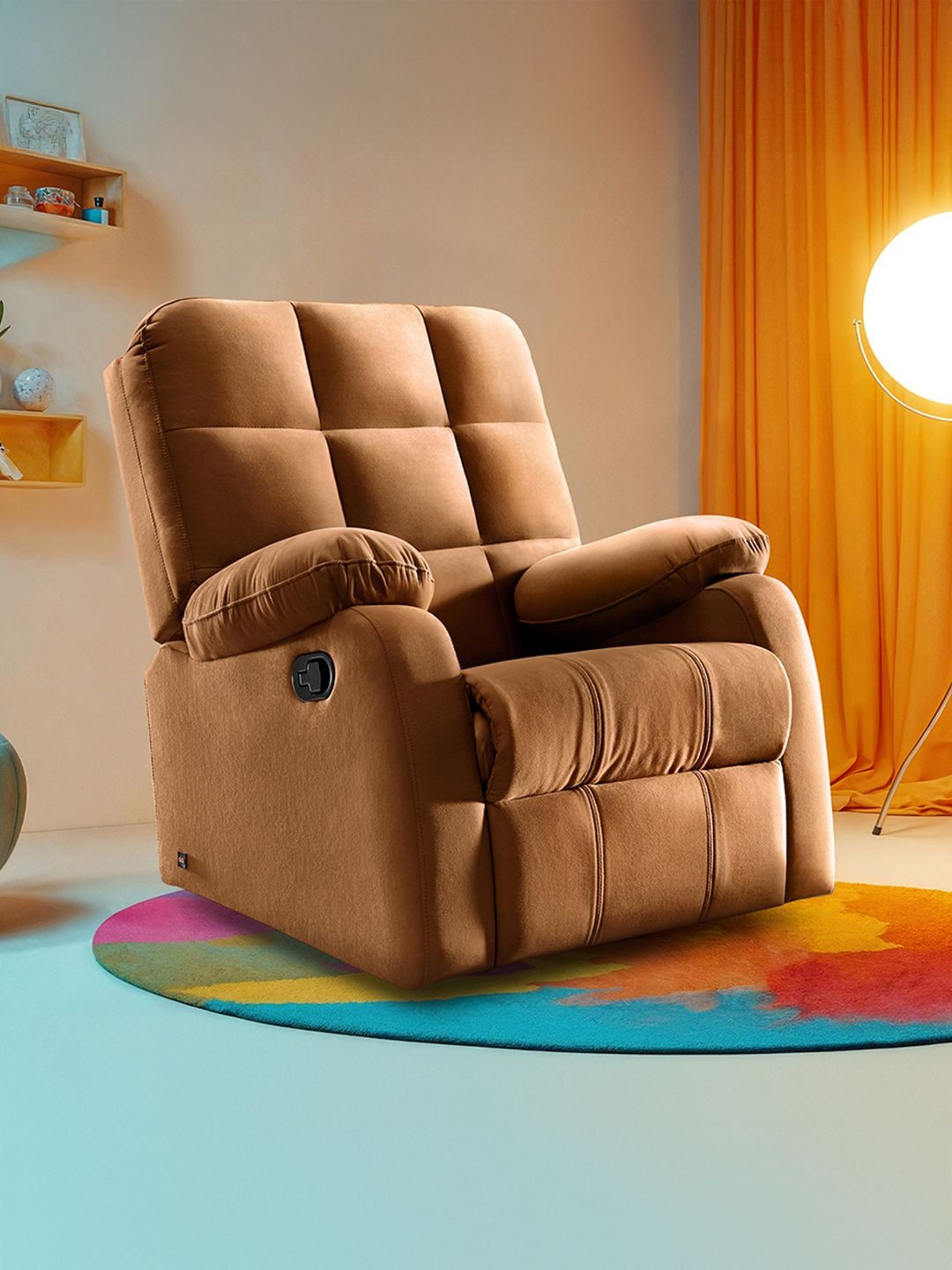 Sleepyhead Brown Recliner Sofa Motorized Fabric Rocking & Revolving Chair