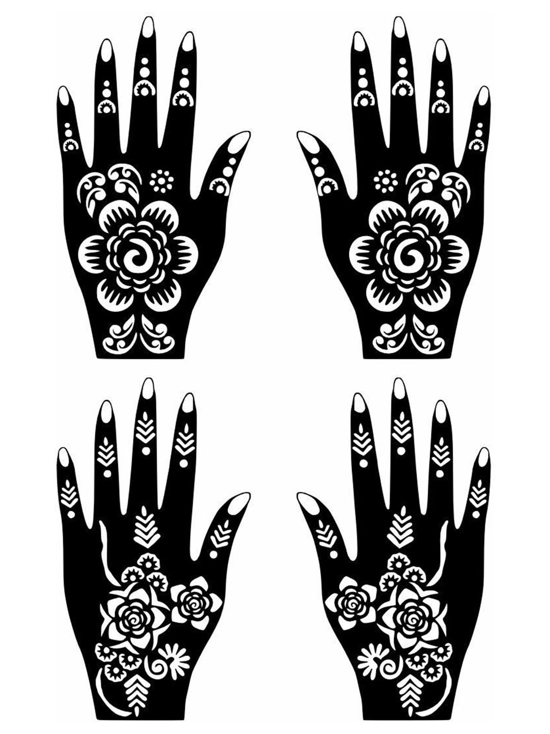 VOORKOMS Mehndi Stencil Stickers for Fast and Flawless Application Pack Of 2
