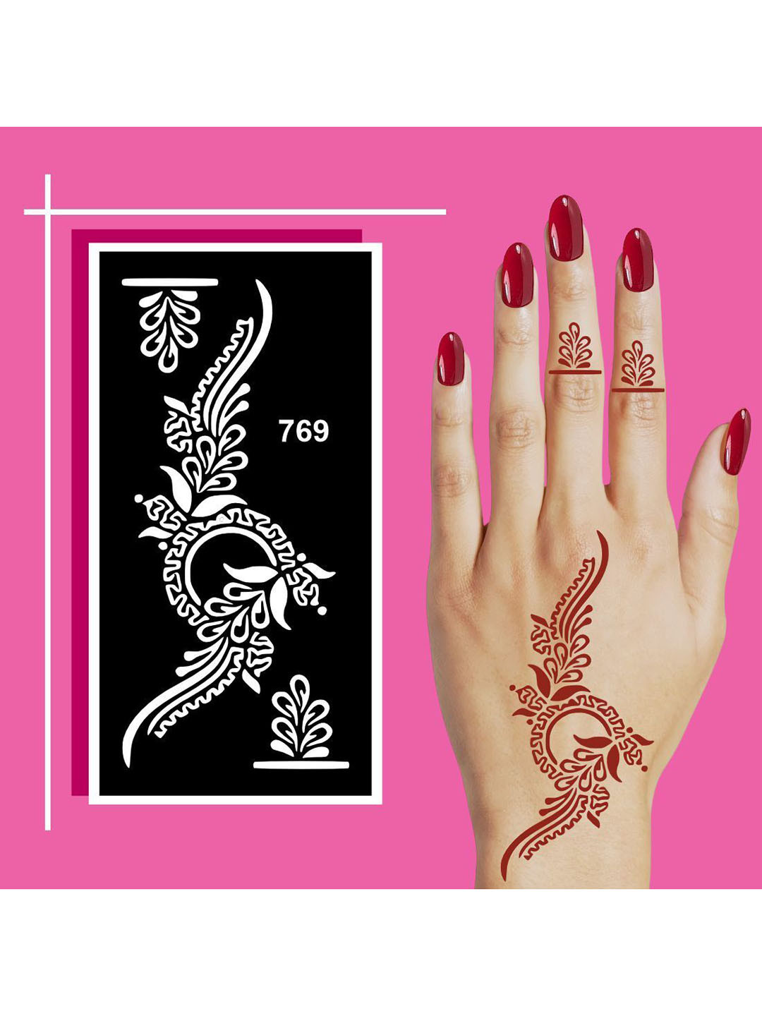 VOORKOMS Pack Of 2 Mehndi Stencil Stickers for Henna Beauty