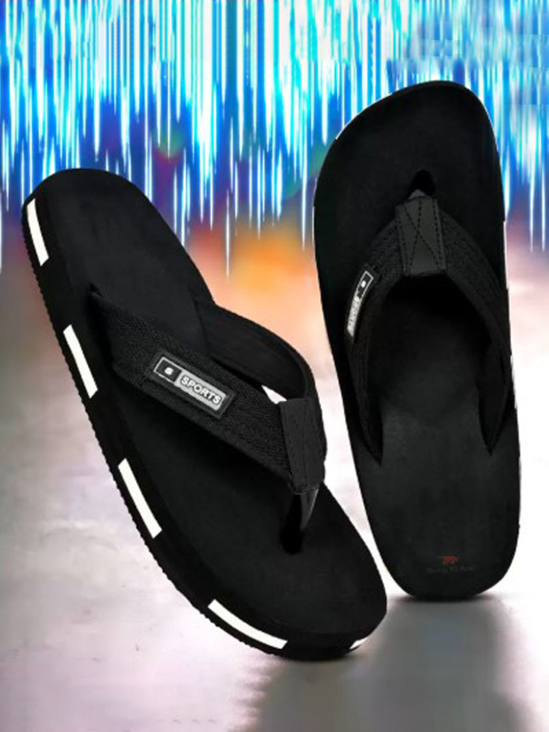 Bhains Ki Ankh Men Striped Rubber Thong Flip-Flops