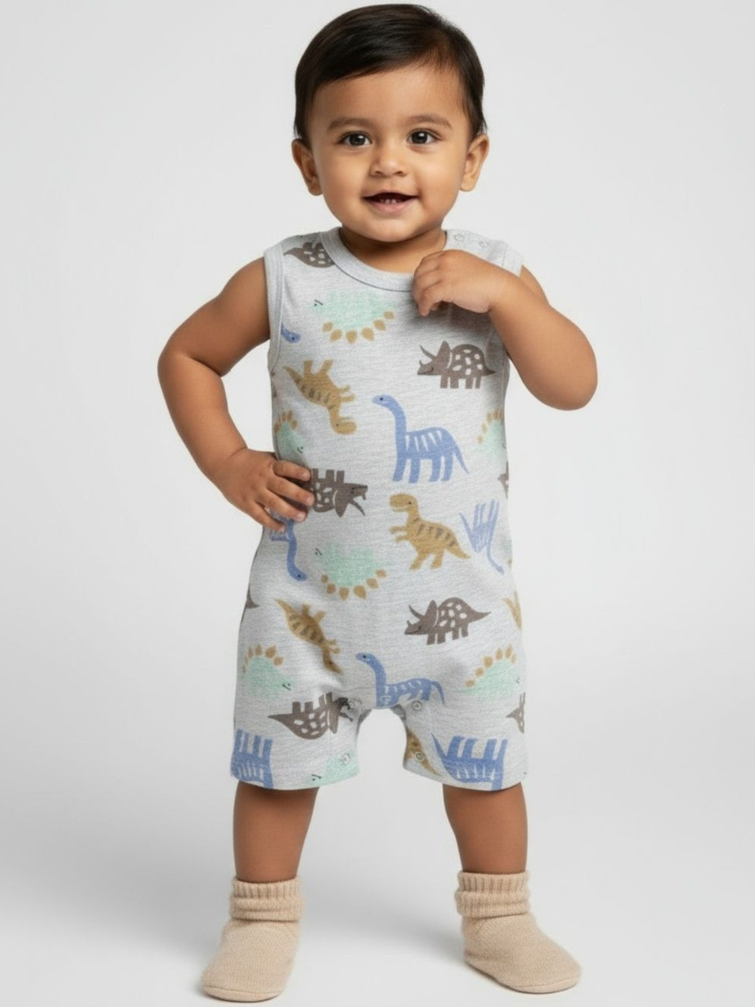 YK Infants Printed Cotton Sleeveless Rompers