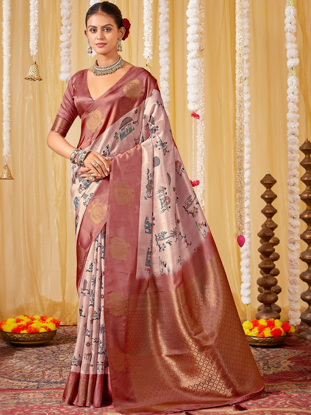 TIRA Warli Silk Blend Saree