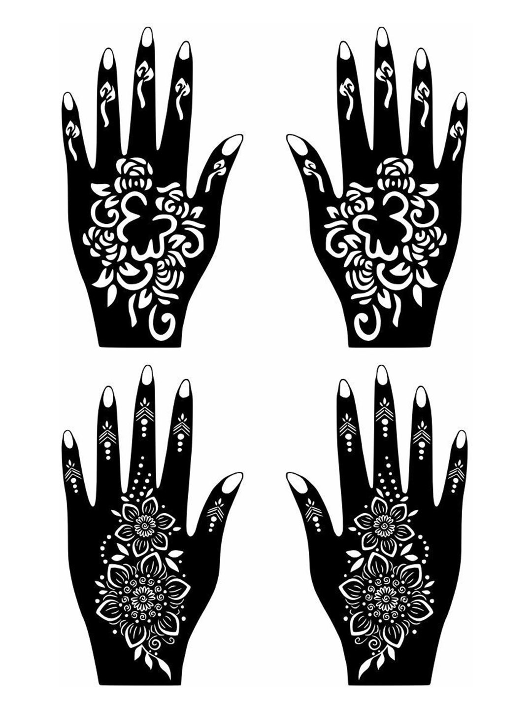 VOORKOMS Complete Hand & Palm Mehndi Stencil Sticker Combo Combo Of 2