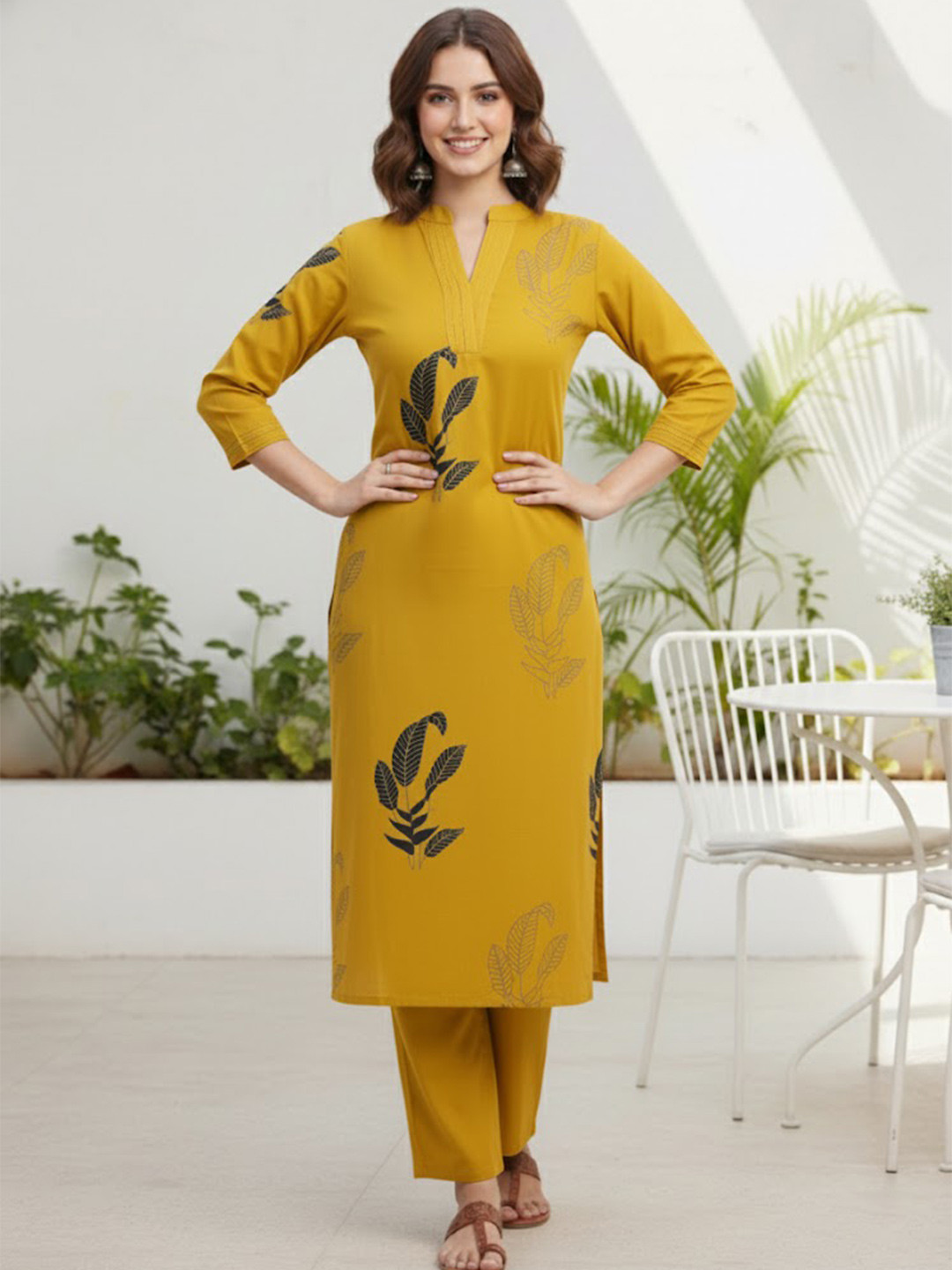 GULMEHAK Women Floral Printed Cotton Kurta with Trousers