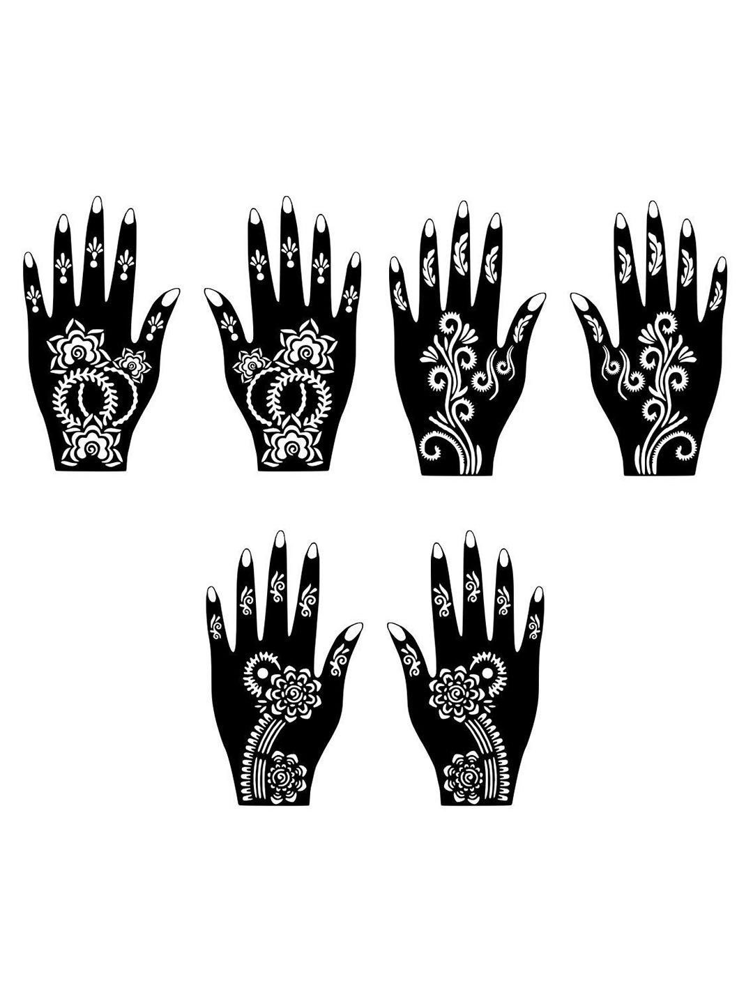 VOORKOMS Mehndi Stencil Sticker With Delicate Flowers For Festival Ready Hands