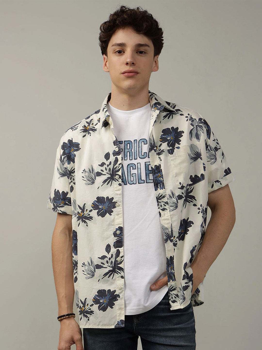 AMERICAN EAGLE OUTFITTERS Floral Printed Spread Collar Casual Shirt