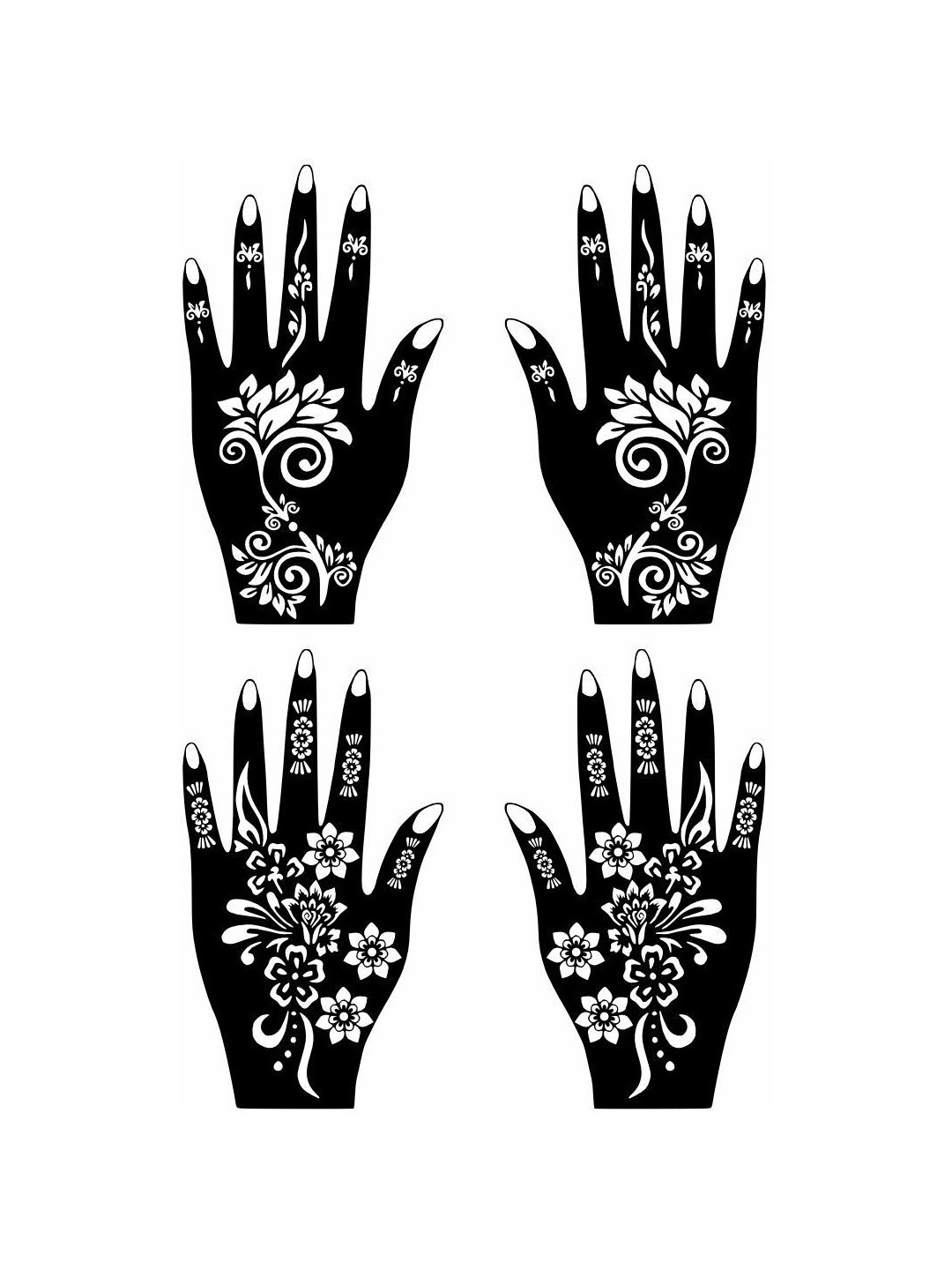 VOORKOMS Designer Combo Mehndi Stencil Stickers with Traditional and Modern Pack Of 2