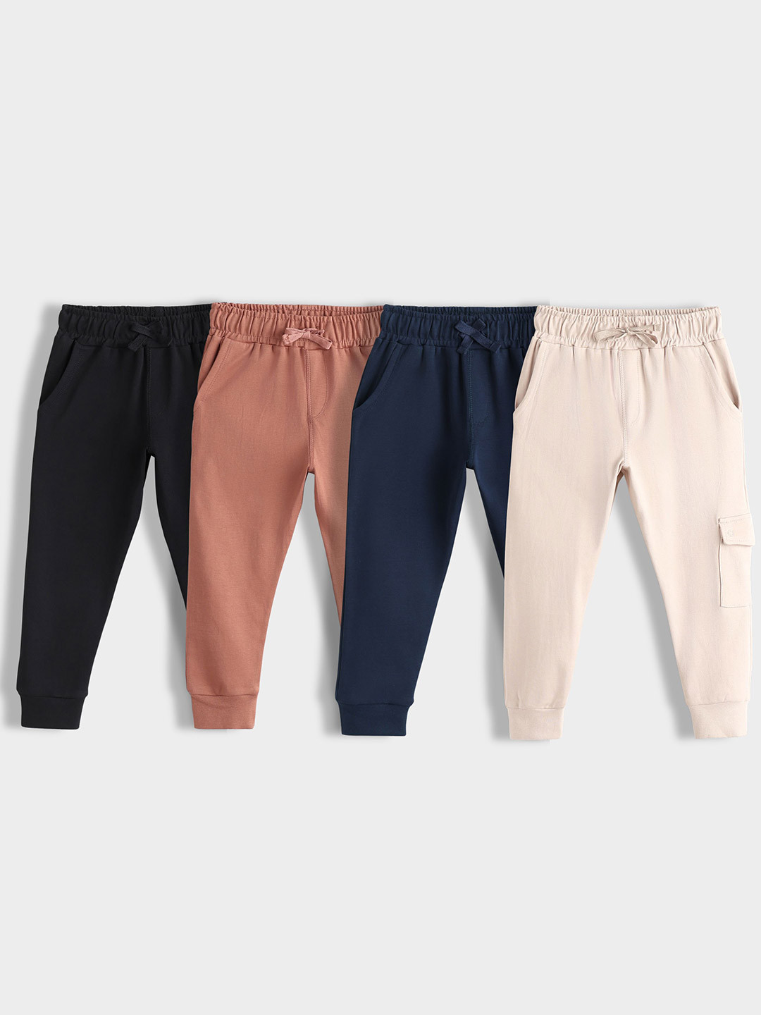 Orange Sugar Kids Pack Of 4 Cotton Mid-Rise Cargo-Joggers