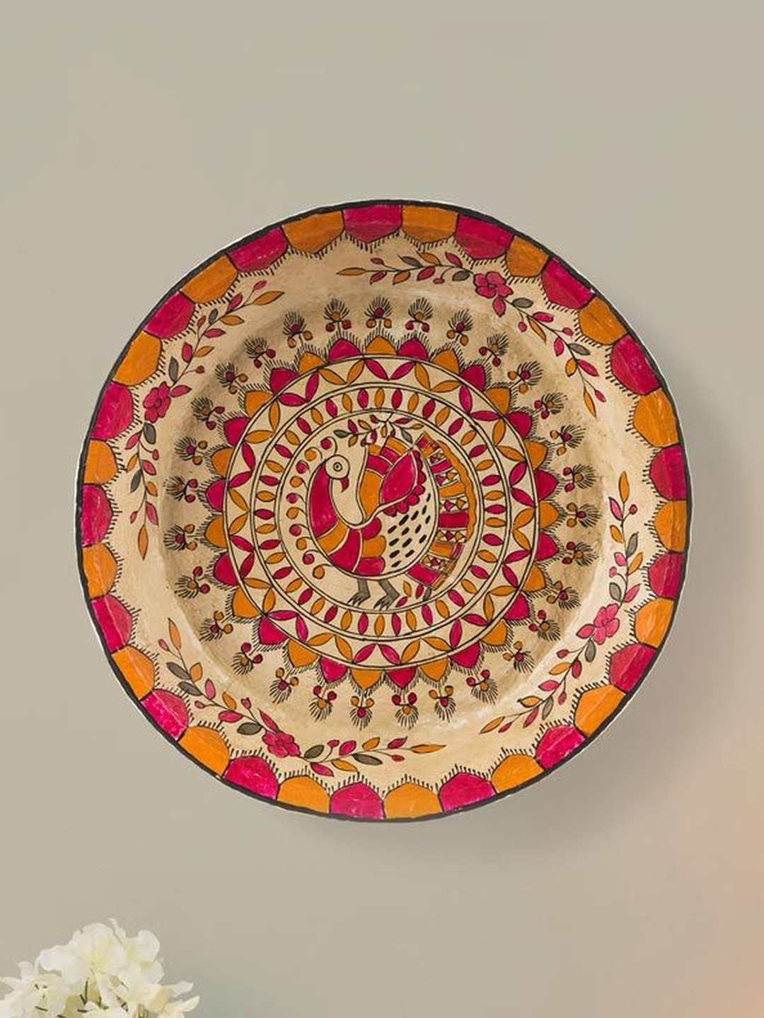 Fabindia Beige Single Piece Paper Birds and Animals Wall Paintings