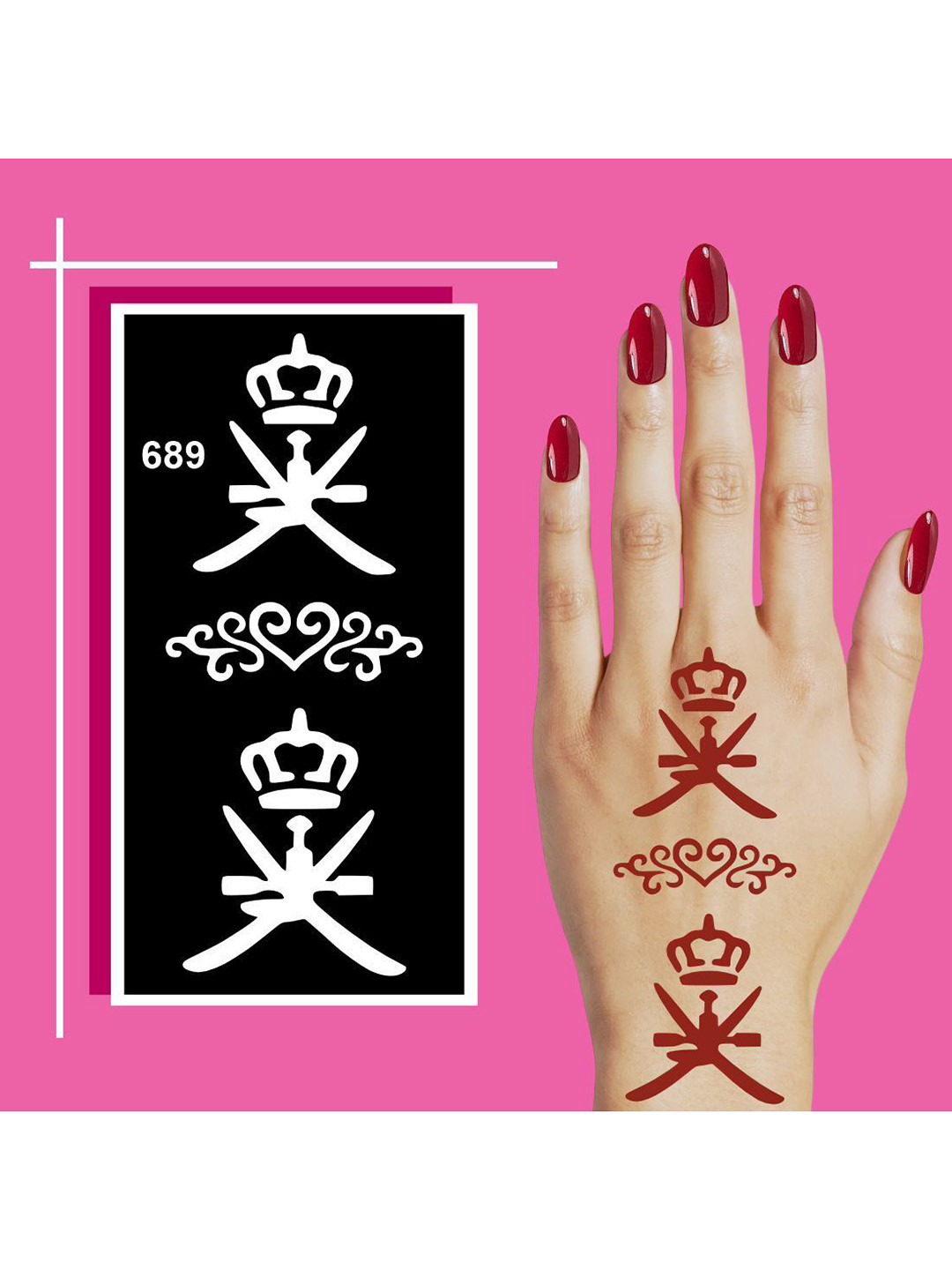 VOORKOMS Artistic Look Mehndi Stencil Stickers for Full Palm Coverage
