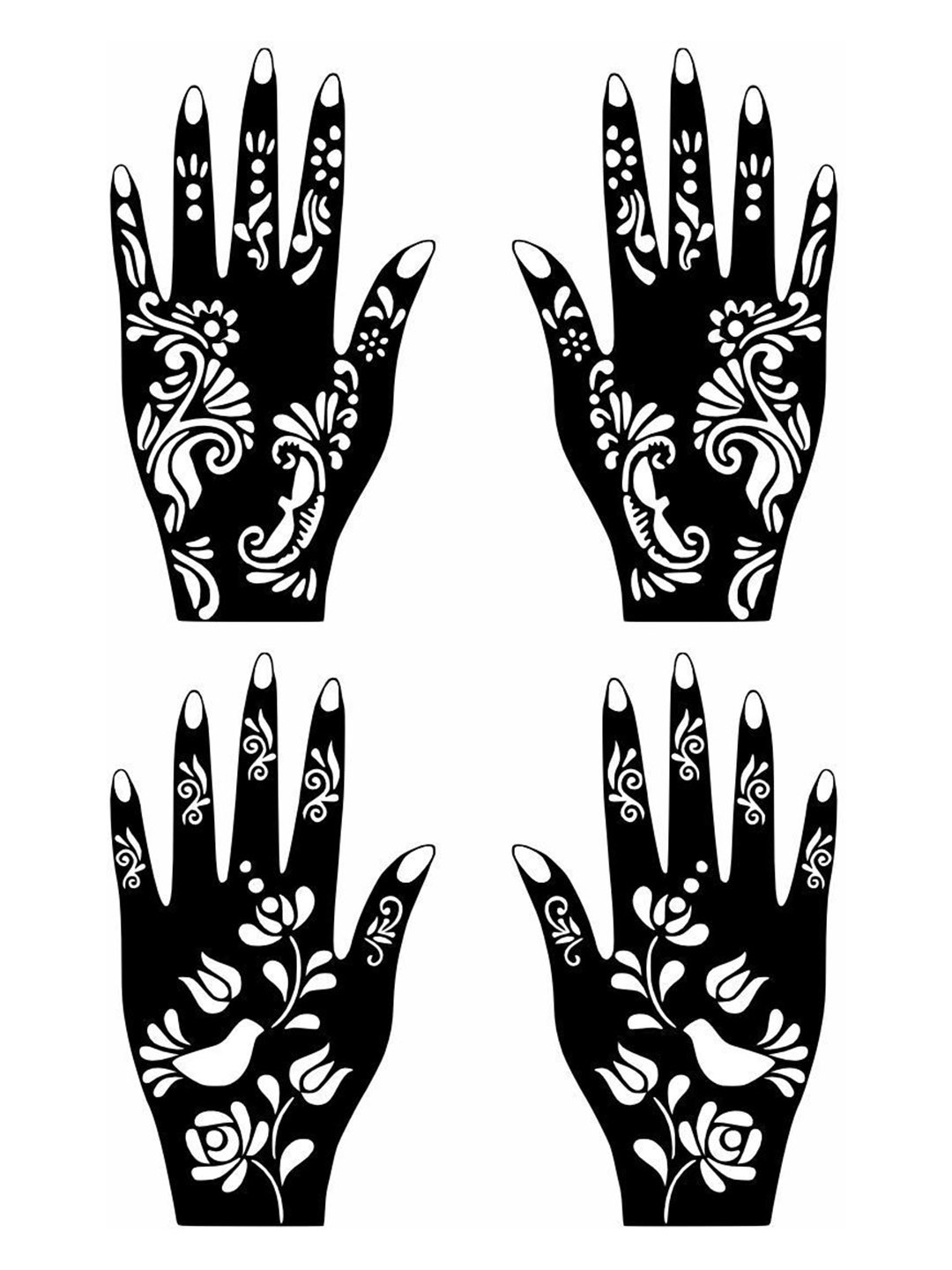 VOORKOMS Unique Floral Combo Mehndi Stencil Stickers for Special Occasions Pack Of 2