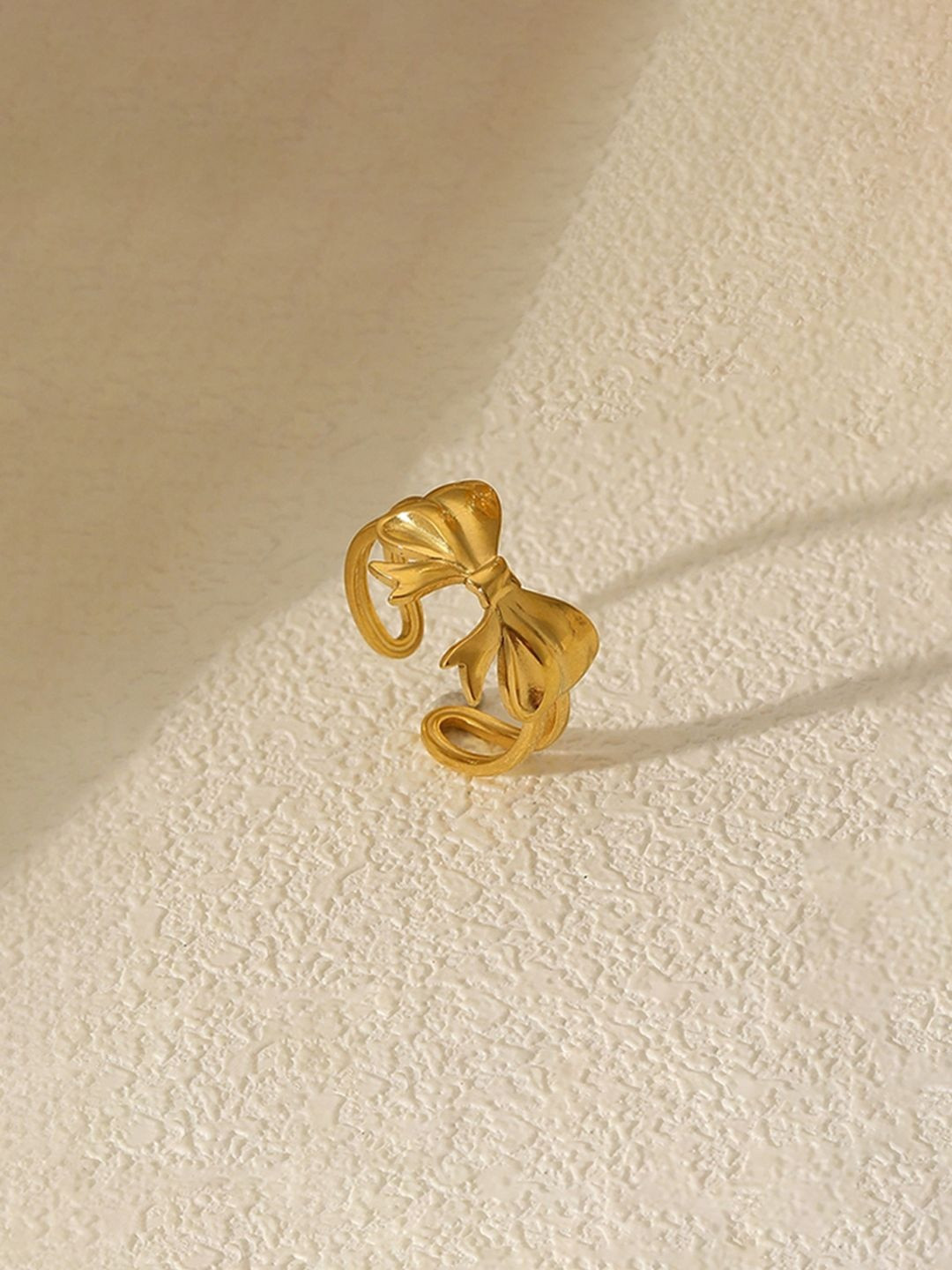 Designs & You Gold-Plated Anti Tarnish  Bow Ring Finger Ring