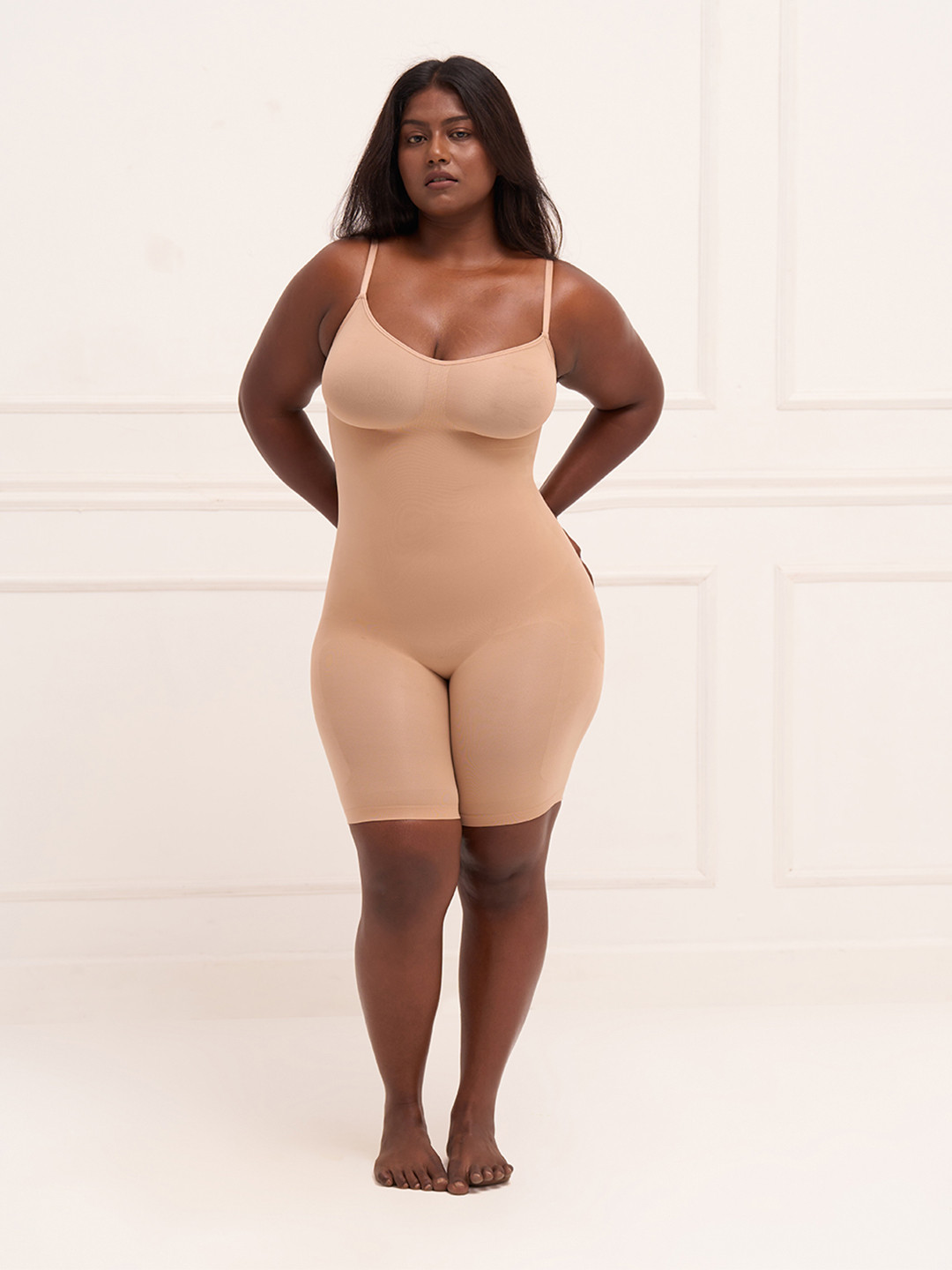 Underneat Women Seamless Adjustable Straps Mid Thigh Full Body Shaper