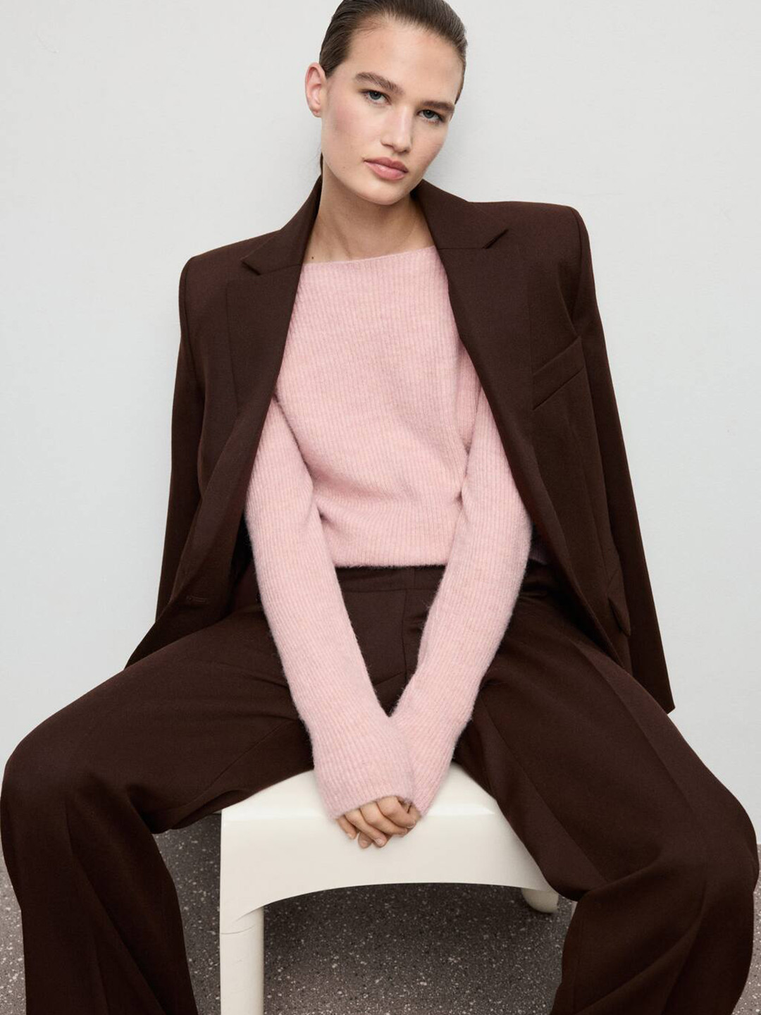 MANGO Boat Neck Ribbed Pullover