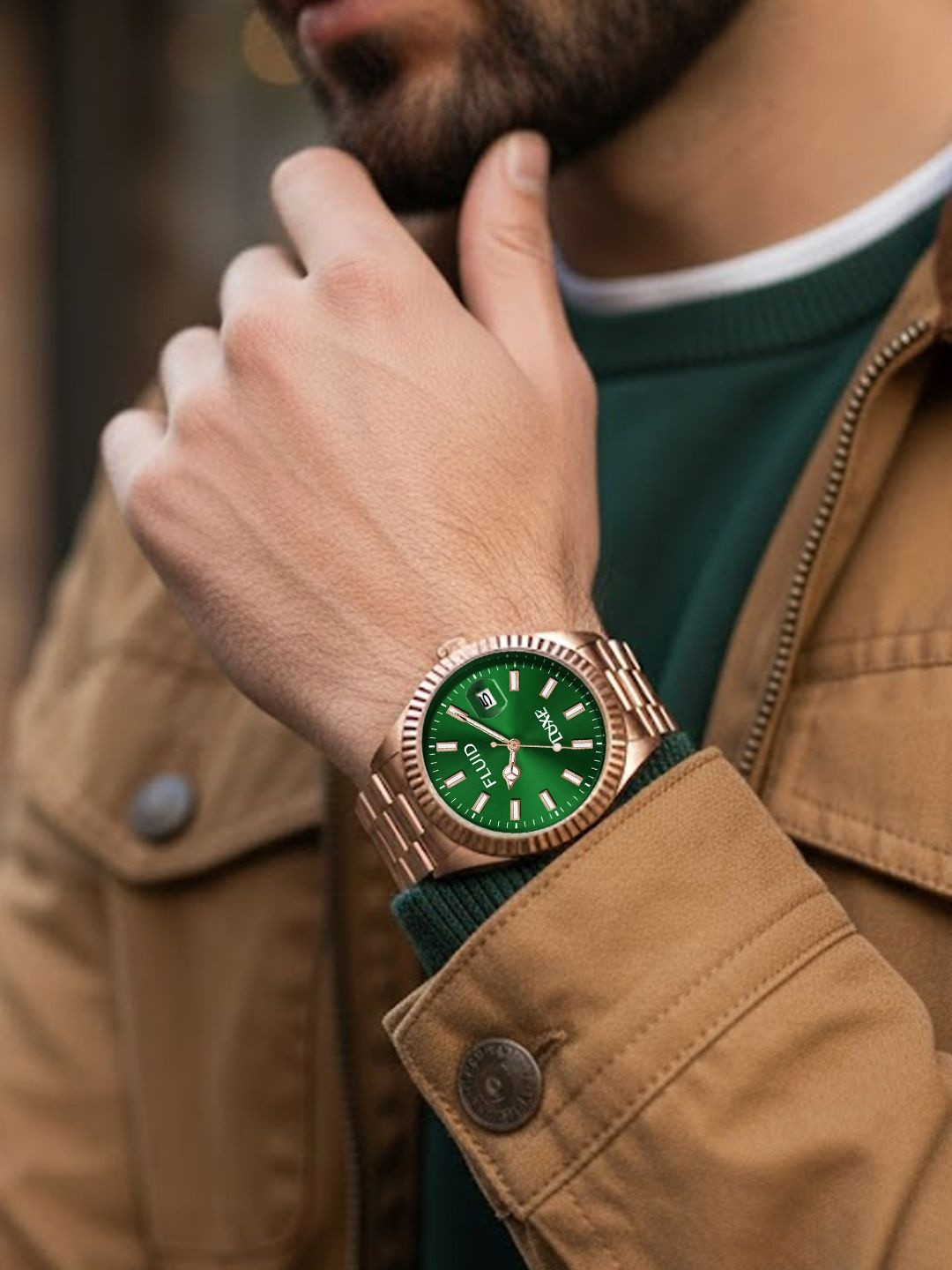 FLUID Men Dial & Stainless Steel Straps Analogue Watch FL-Raghav-0499-GR