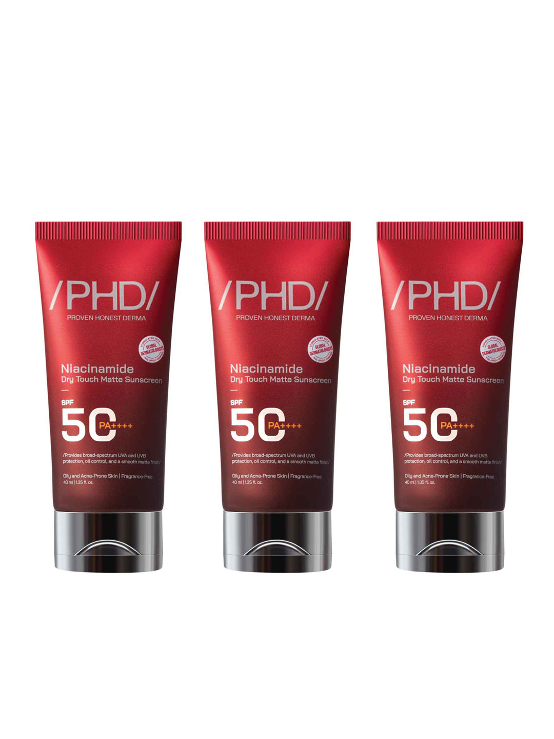 Proven Honest Derma Set of 3 Niacinamide Dry Touch Matte Sunscreen SPF50 - 40 ml each