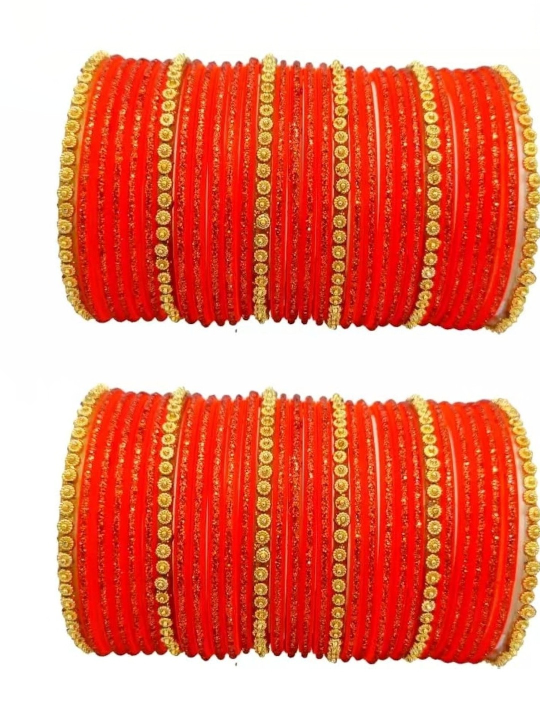 Raj world Orange Glass Artificial Stones Bangle