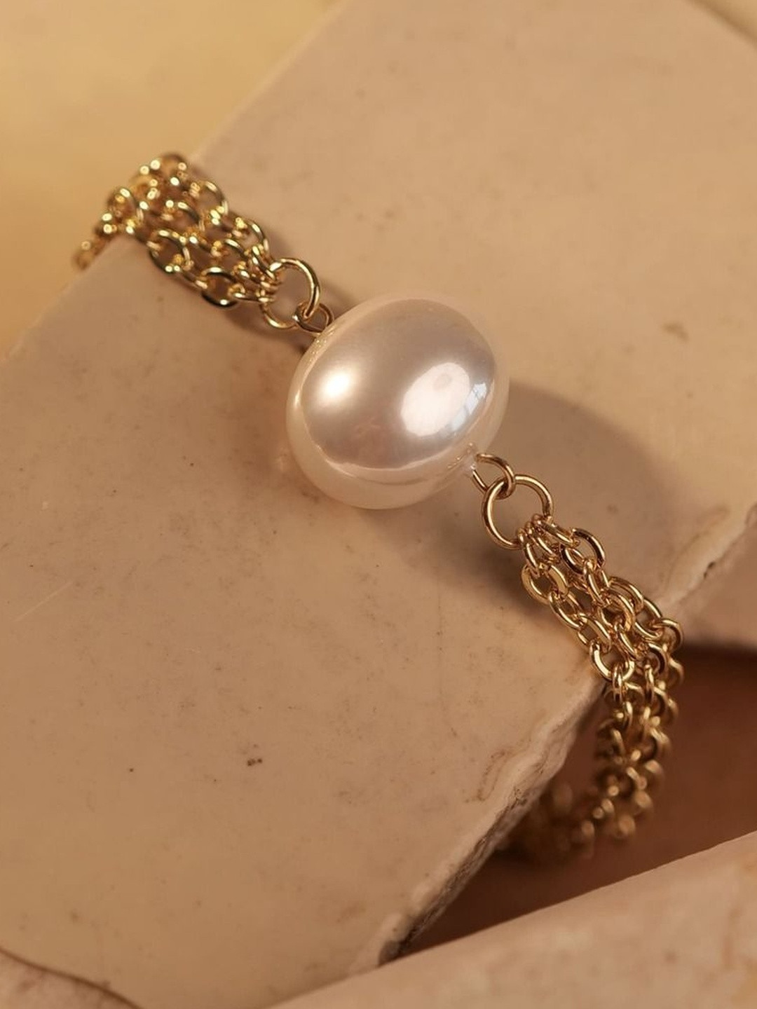 Nashira Women Pearls Gold-Plated Wraparound Bracelet