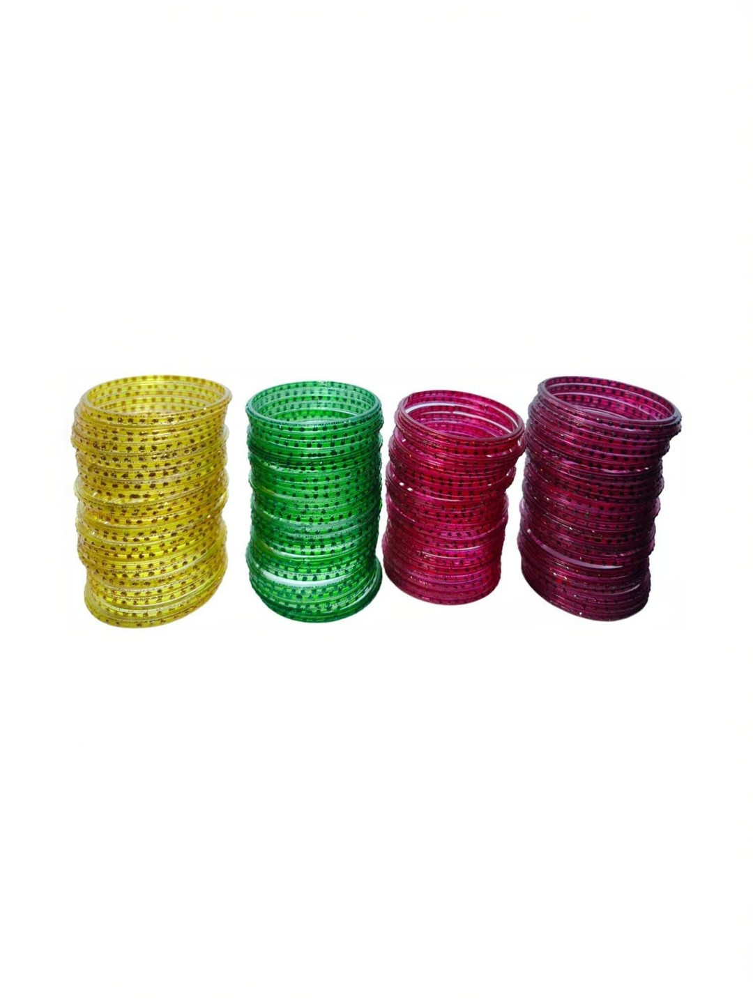 Adiba Fashion Factory Set Of 96 Magenta Glass Artificial Stones Bangles