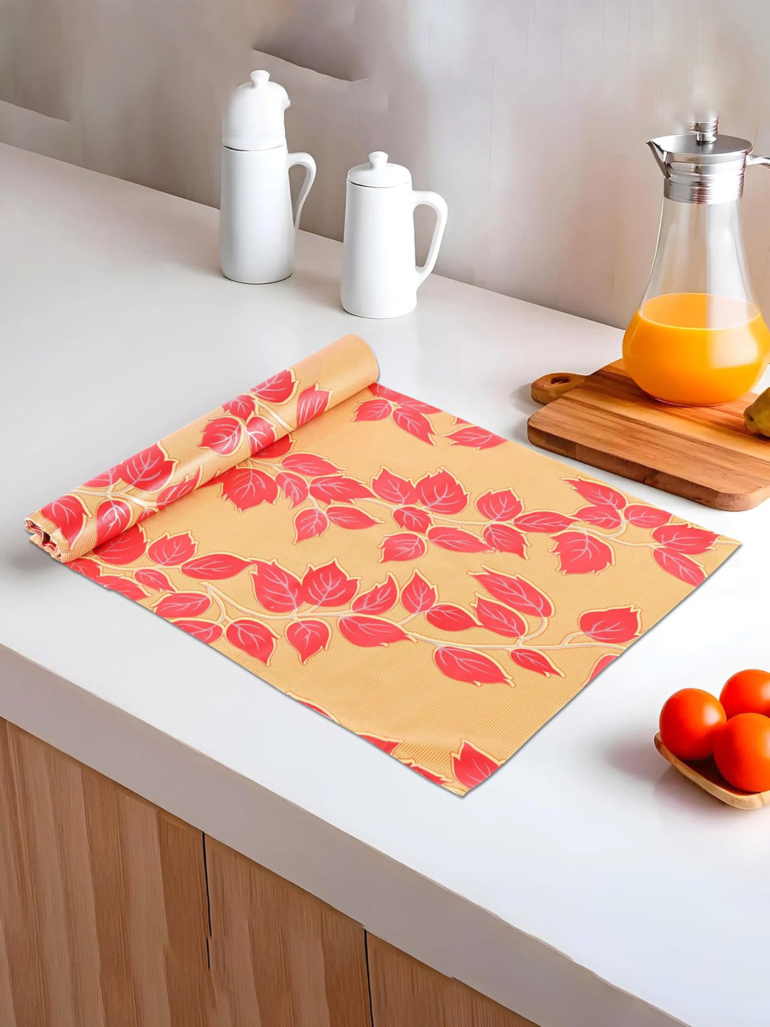 Kuber Industries Yellow & Pink Printed Water Resistant Shelf Liner Organisers
