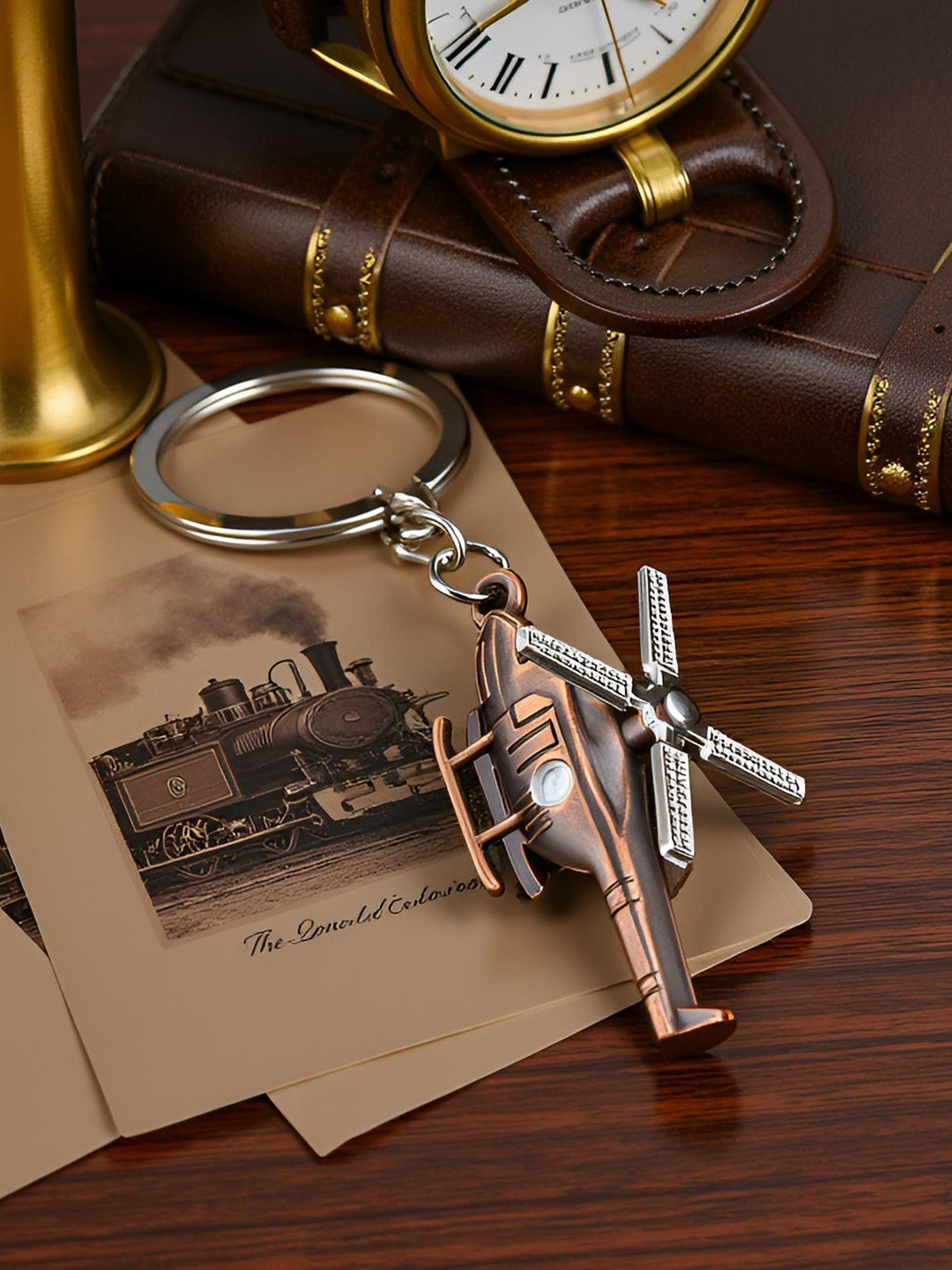 Spiaty Beautifully Crafted Metal Helicopter Key Chain