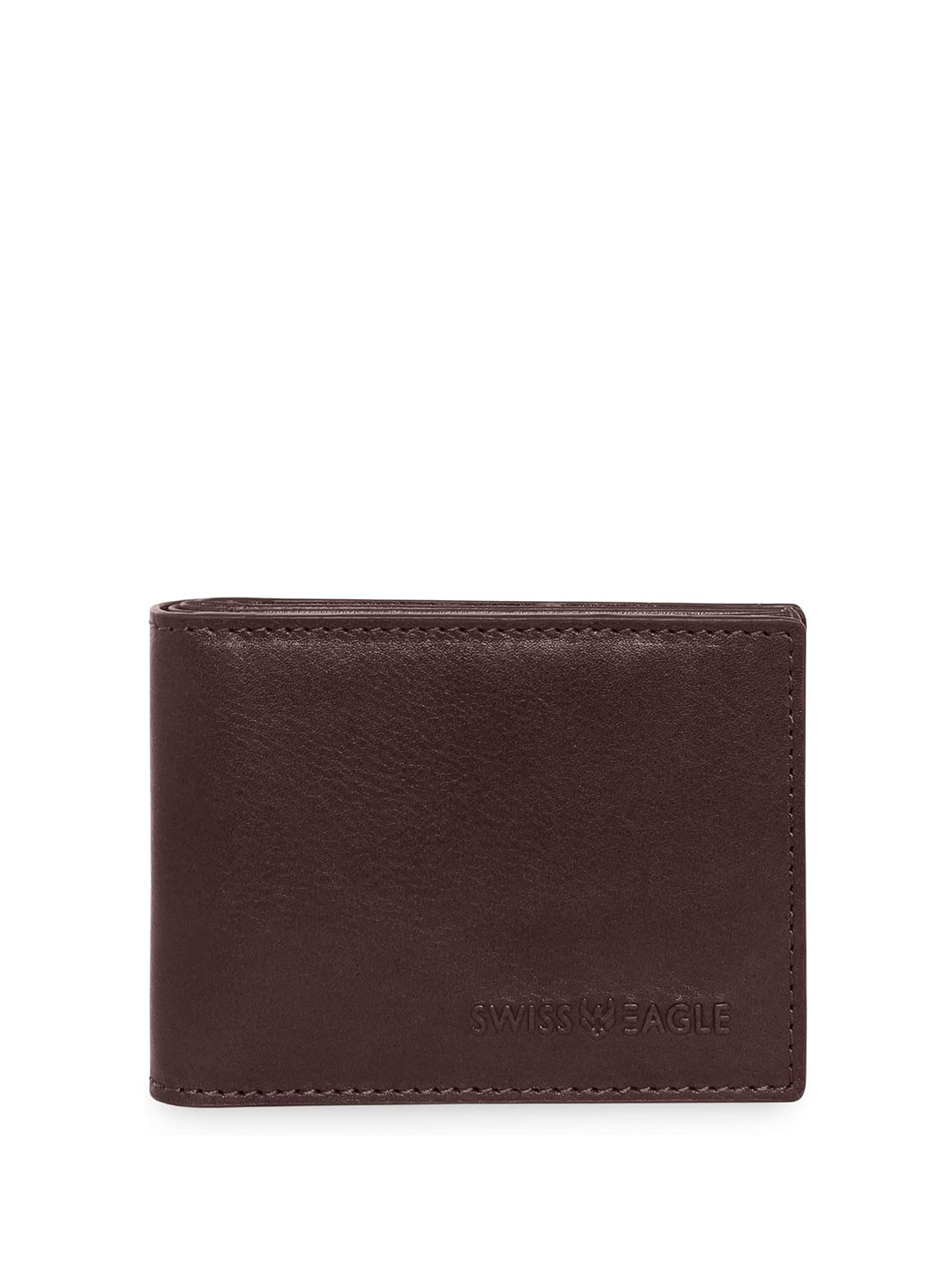Swiss Eagle Men Textured Genuine Italian Leather Two Fold Wallet