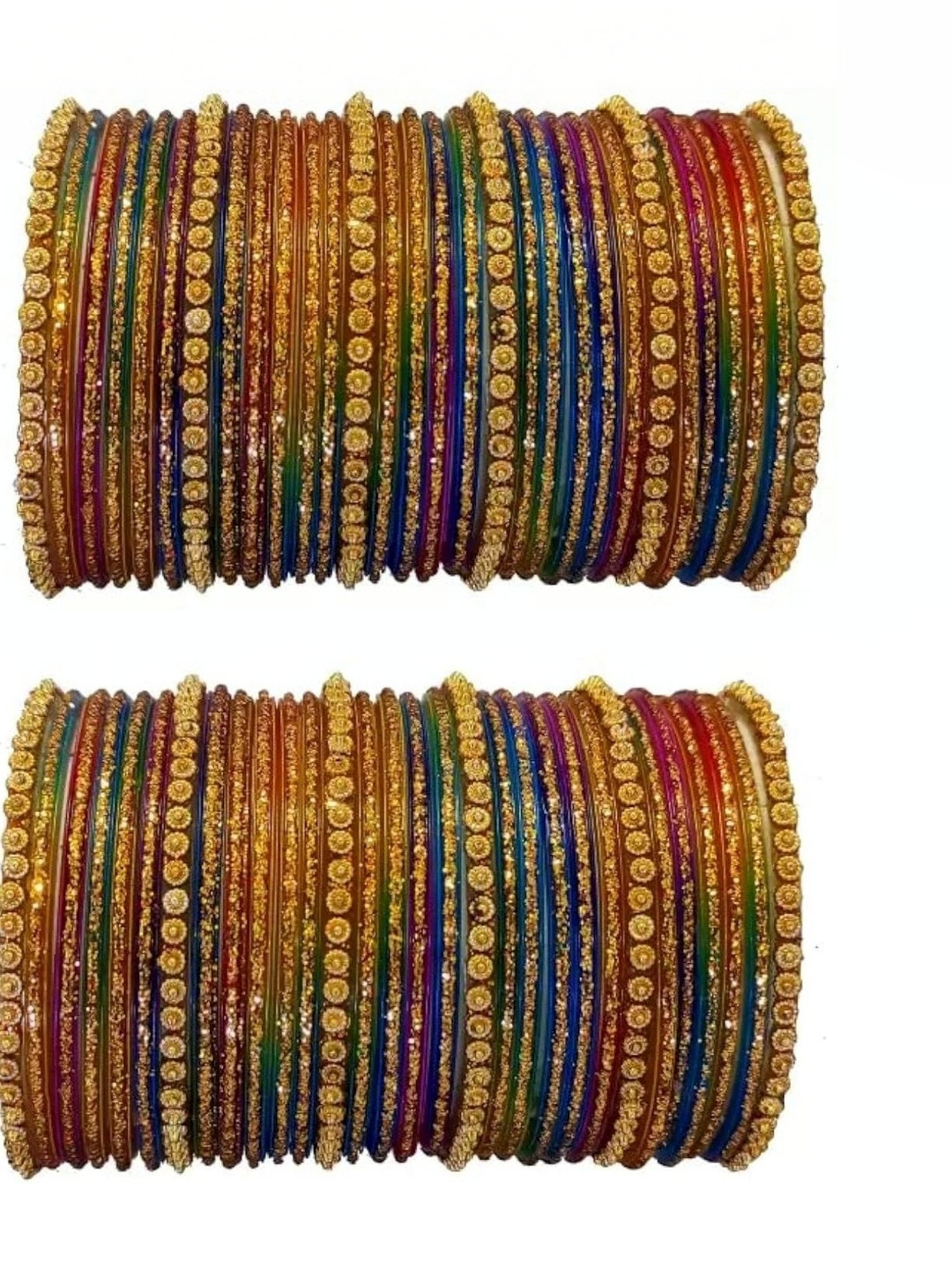 THE BLAZZE Set Of 62 Artificial Stones Studded Glass Bangles