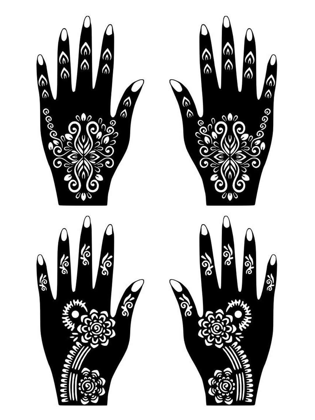 VOORKOMS Artistic Combo Mehndi Stencil Stickers for Elegant Hand Art Pack Of 2