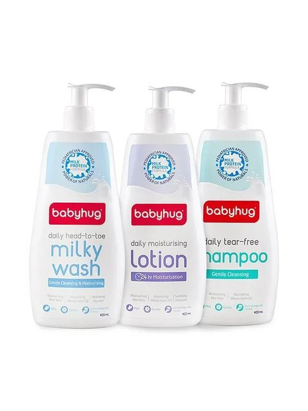 Babyhug Set Of 3 Milkwash, Shampoo & Lotion - 400 ml Each