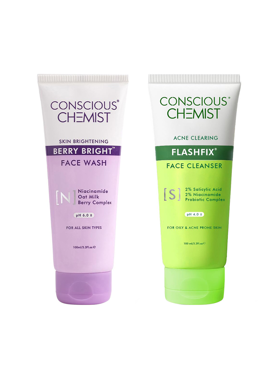 Conscious Chemist Set of Salicylic Acid & Niacinamide Face Wash - 100 ml each