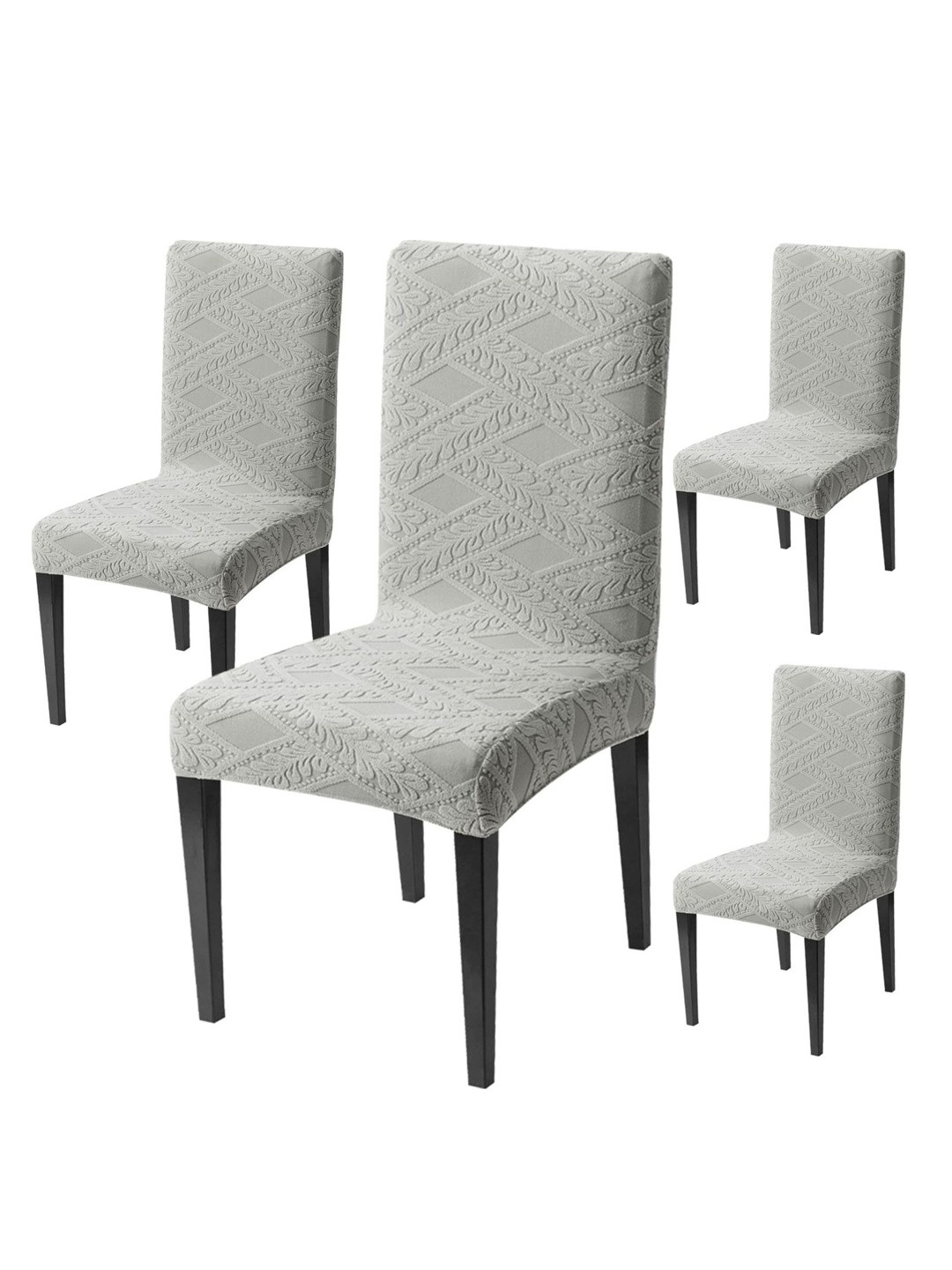 HOUSE OF QUIRK Set Of 4 Self Design Stretchable Jacquard Chair Covers