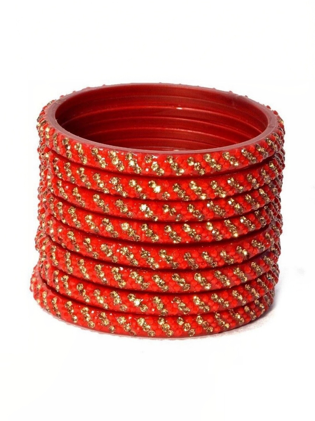 poshing Red Glass Artificial Stones & Beads Bangles