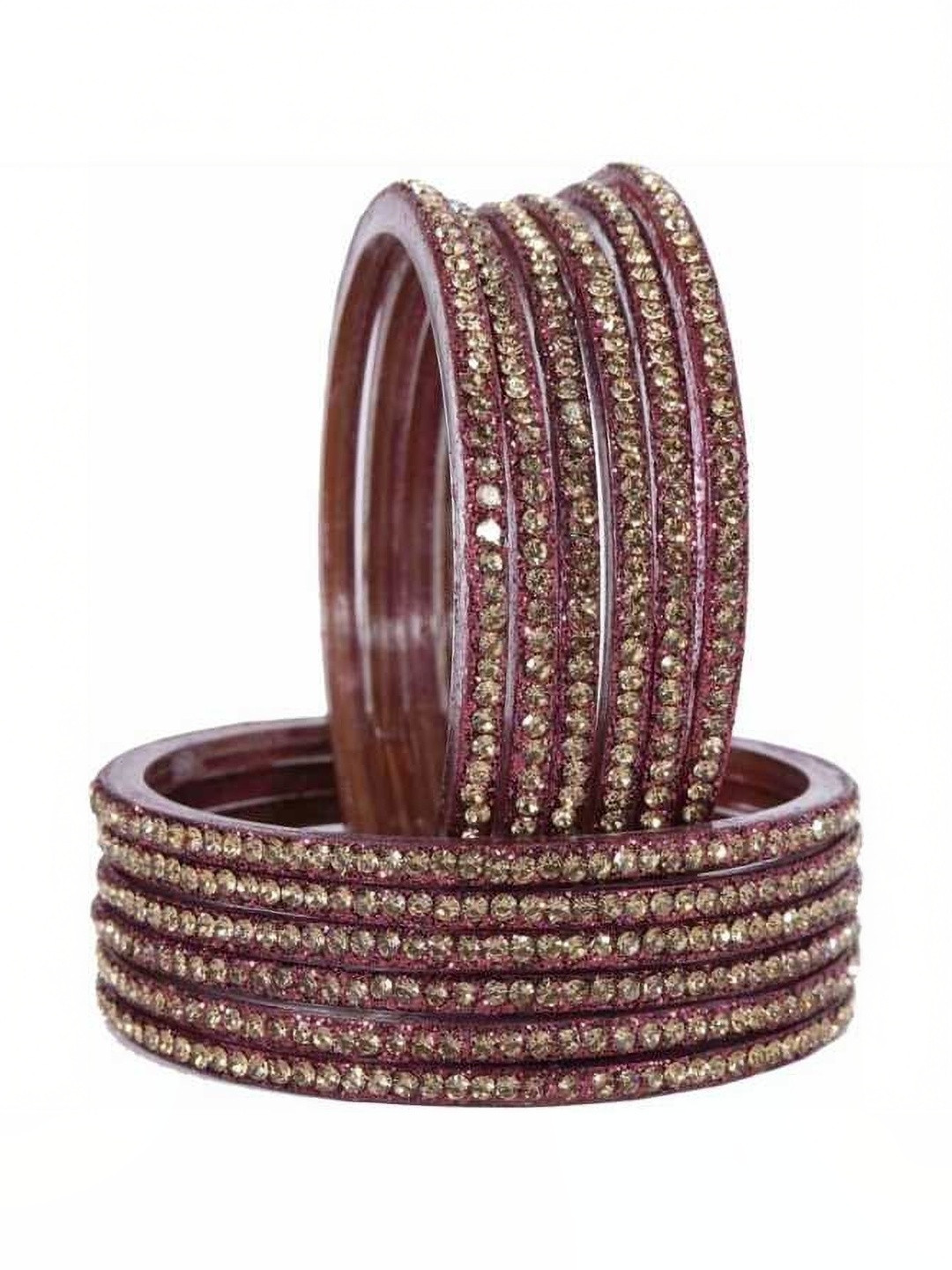 THE BLAZZE Brown Glass Artificial Stones & Beads Bangle
