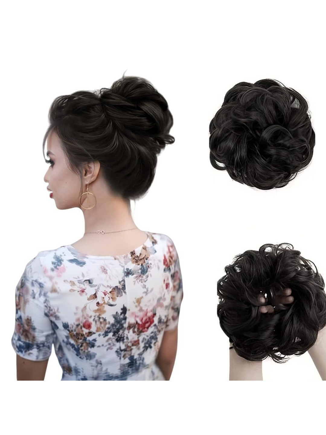 VIEWS Halo Curly Bun Hair Extension - Black -5.5 Inch