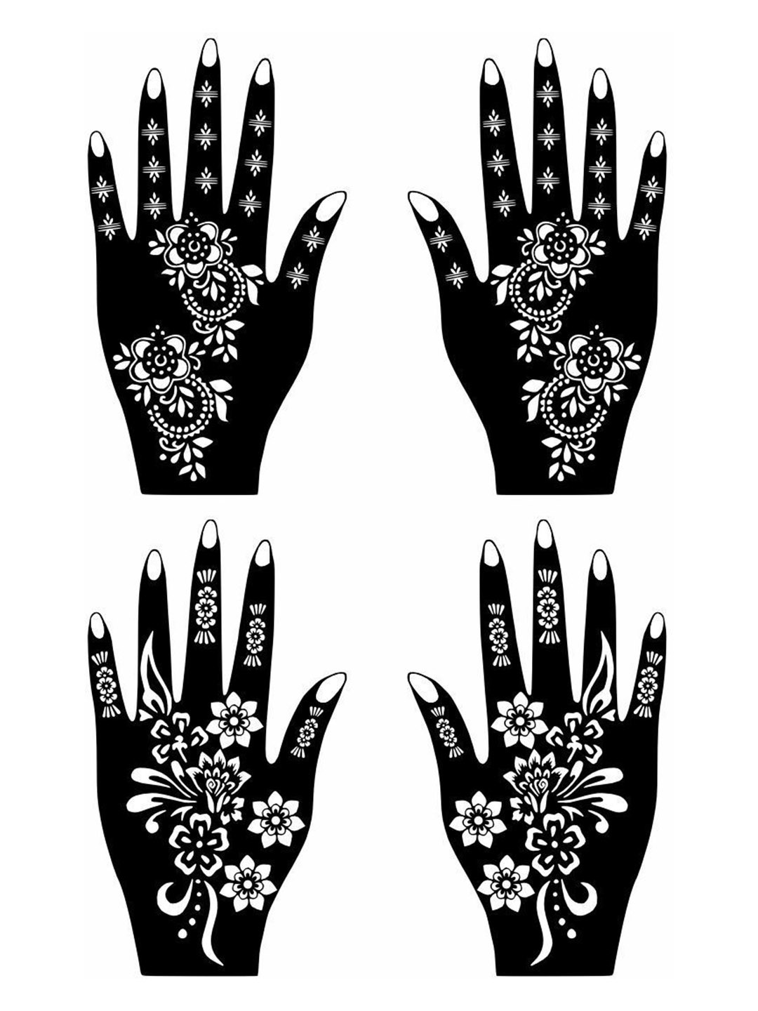 VOORKOMS Long-Lasting Combo Mehndi Sticker Stencils with Intricate Patterns Pack Of 2