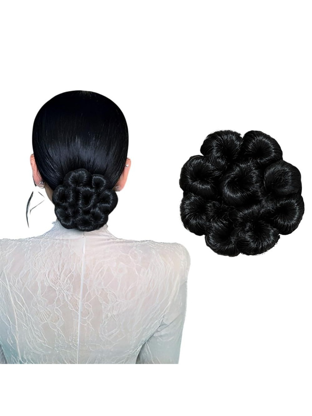 VIEWS Clip-In Curly Bun Hair Extension - 8 Inch - Black