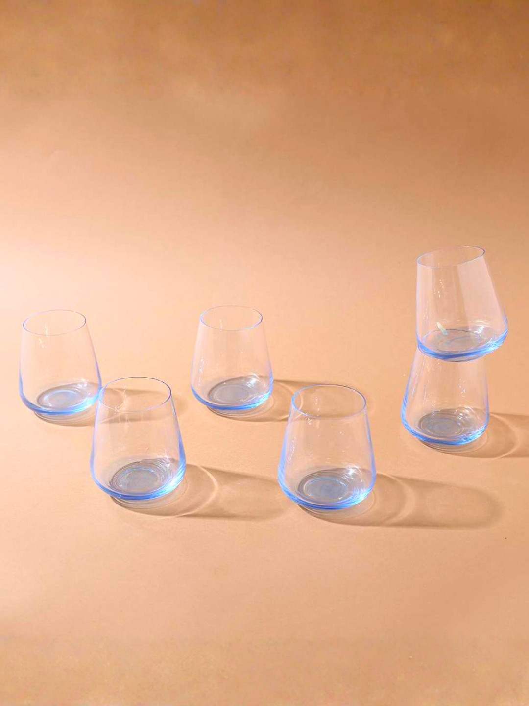 Bohemia Crystal Set of 6 Lead-Free Blue Base Siesta Whiskey Glasses 400 ml