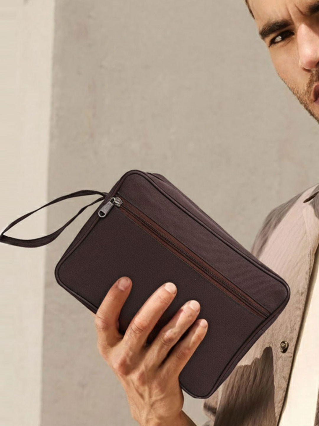 Kuber Industries Textured Toiletry Bag Shaving Kit Bag for Travel Accessories