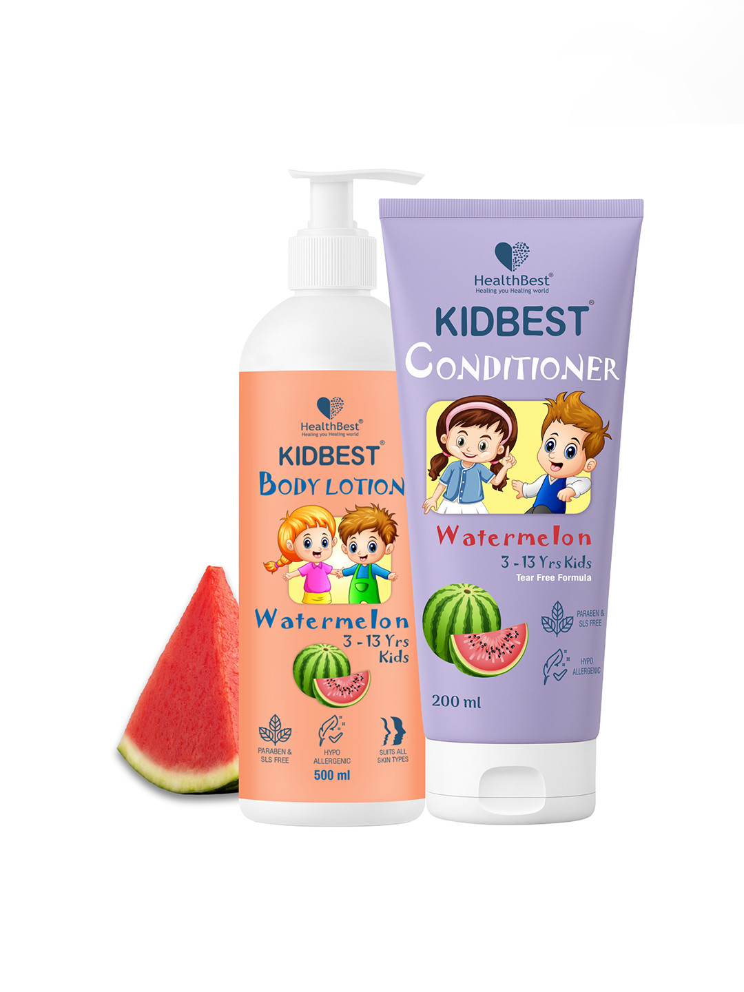 HealthBest Set Of 2 Kidbest Conditioner - 200 ml With Body Lotion - 500 ml