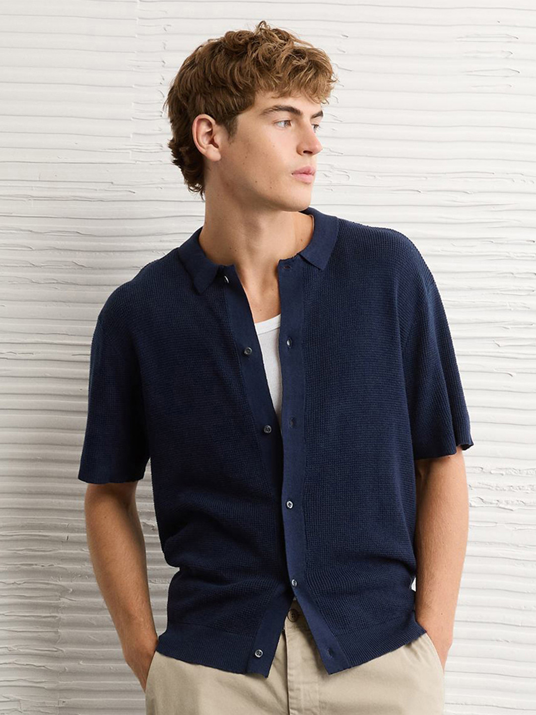 AMERICAN EAGLE OUTFITTERS Men stripped Polo Collar T-shirt