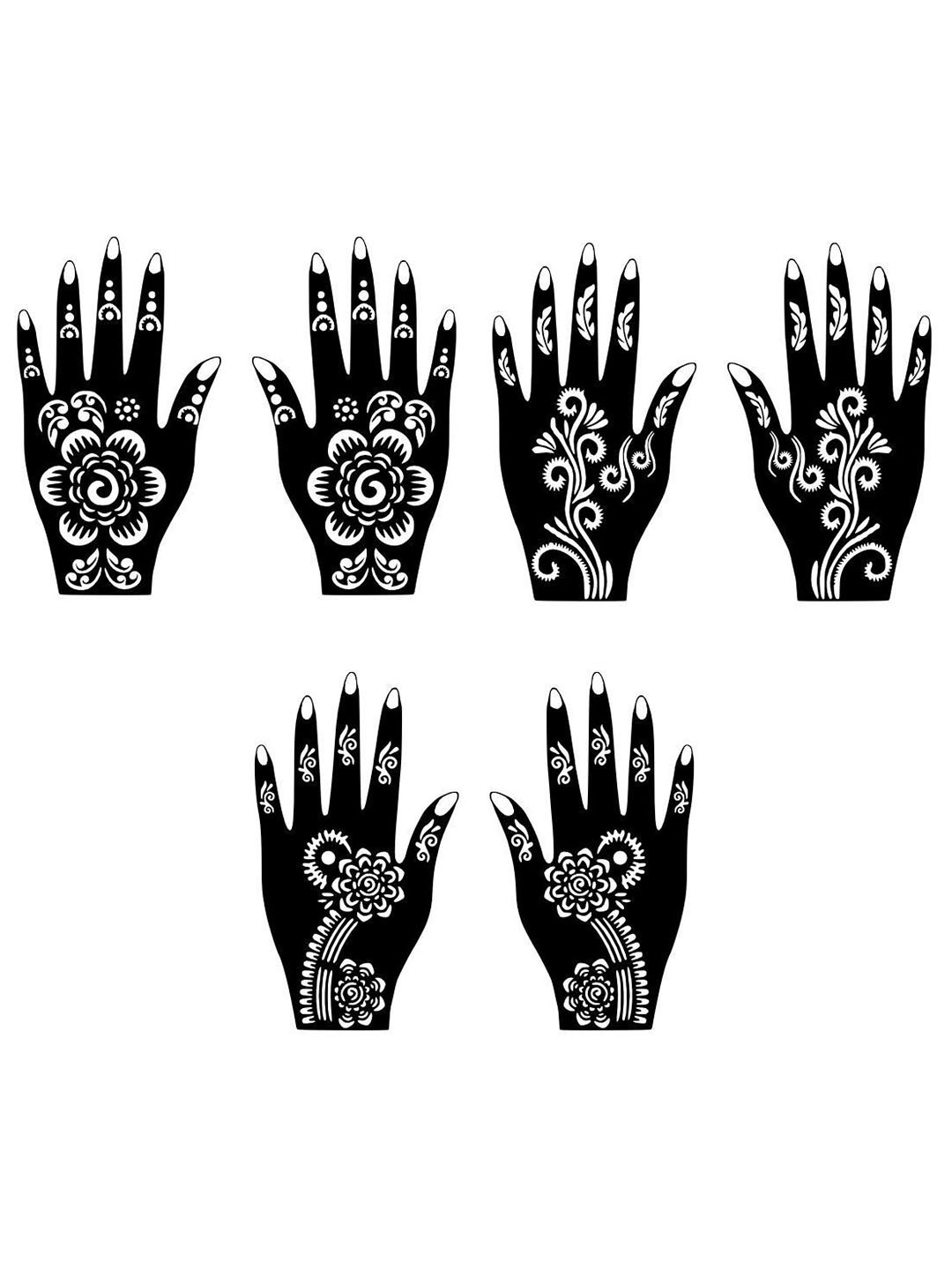 VOORKOMS Flower Pattern Combo Mehndi Stencil Sticker For Marriage Events & Gatherings