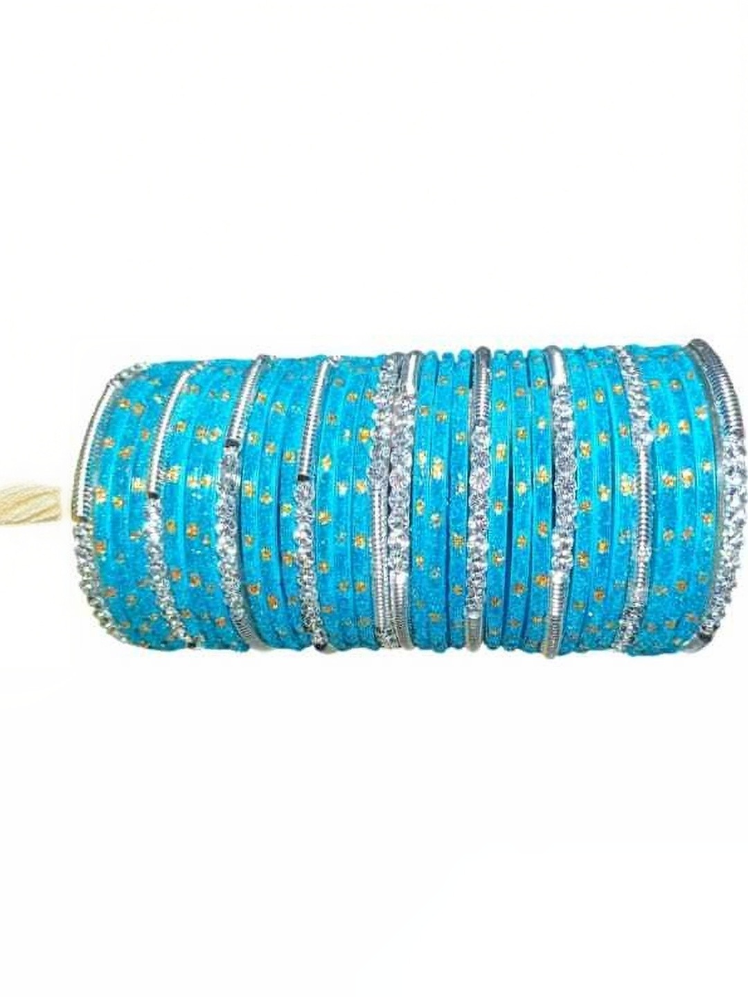 Shasmi Set Of 34 Artificial Stone Studded Glass Bangles